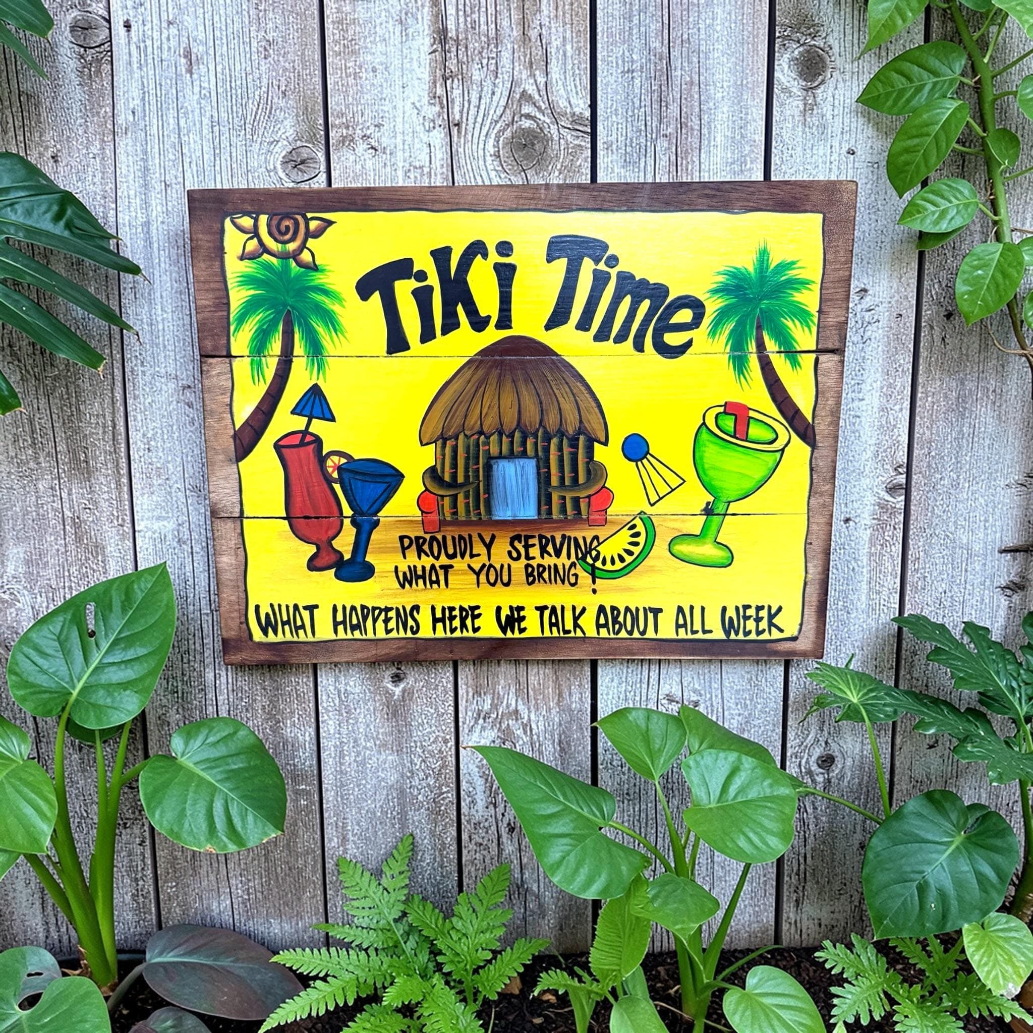 Hand-Painted Tiki Time Wooden Sign | Tropical Bar, Beach House Decor