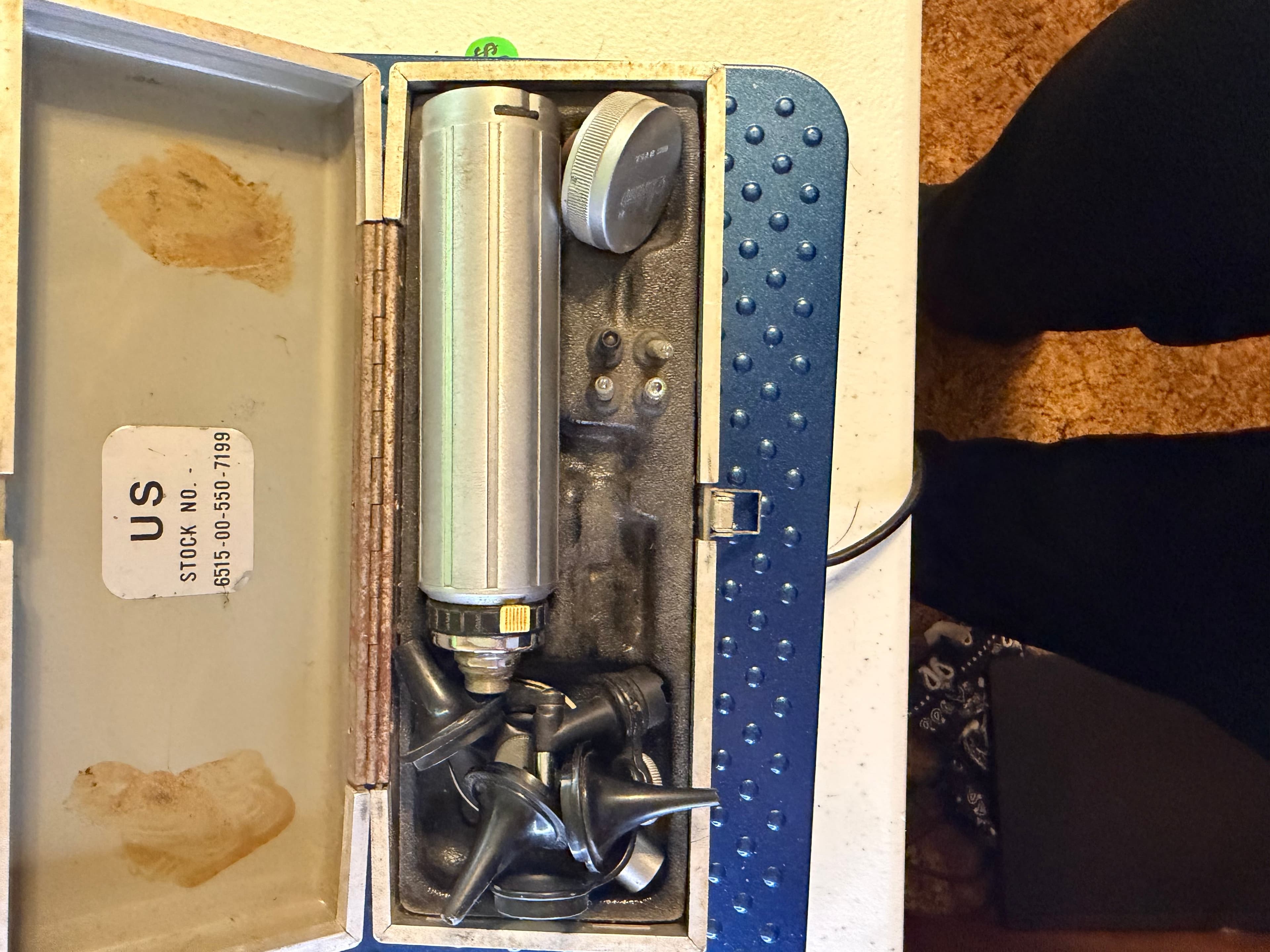 Vintage Statham Vietnam Era US Military Otoscope Ophthalmoscope Set Metal Case - Thumbnail 2