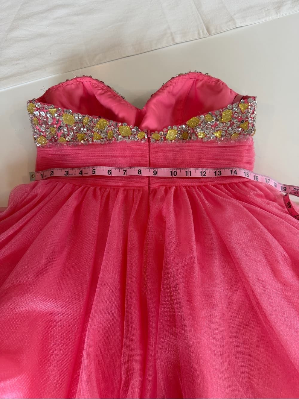 Couture Hand-Beaded Coral Gown - Thumbnail 11