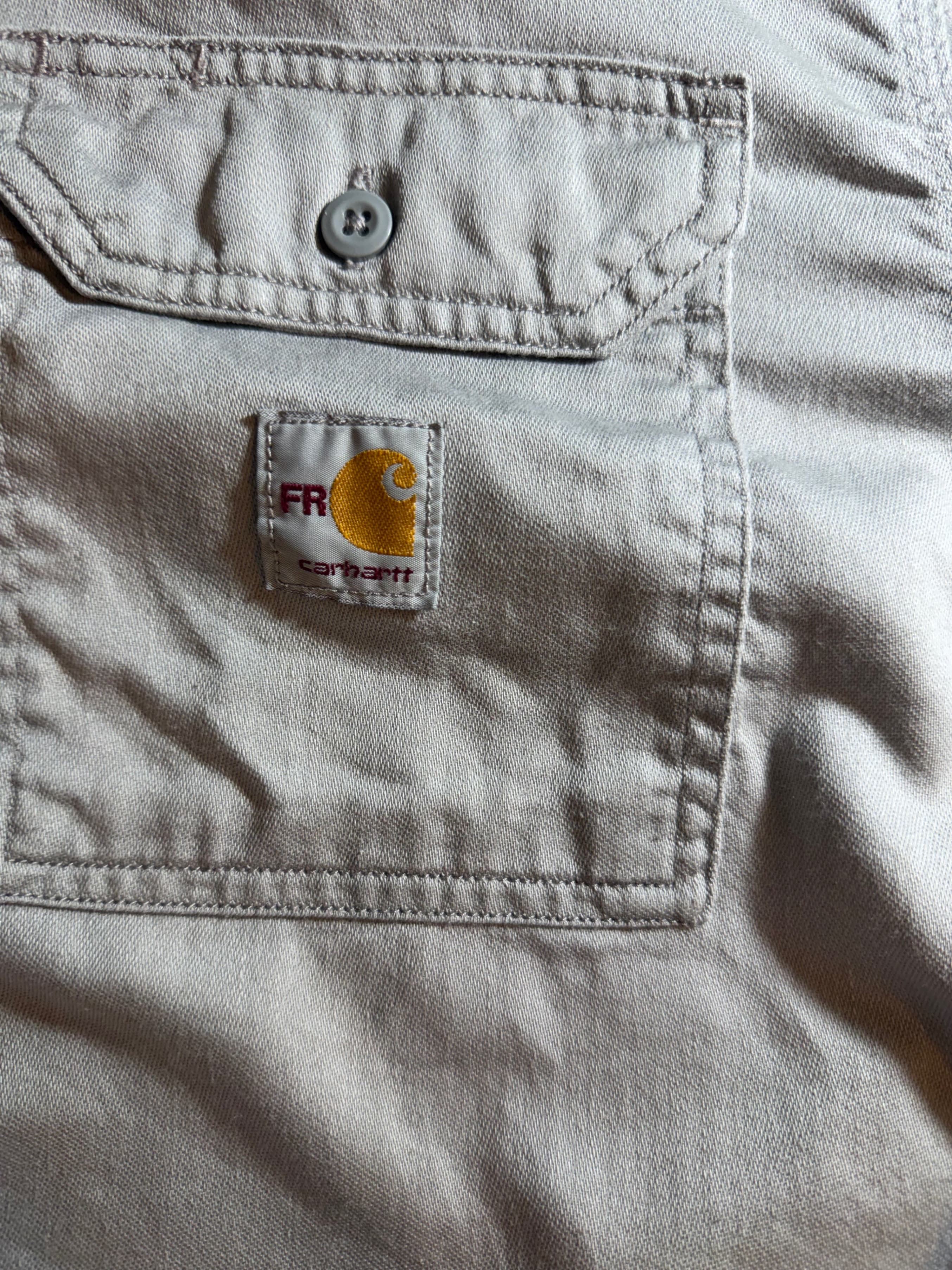 Carhartt FR FRS003 Flame Resistant Work Shirt Mens Large Khaki CAT2 NFPA - Thumbnail 4
