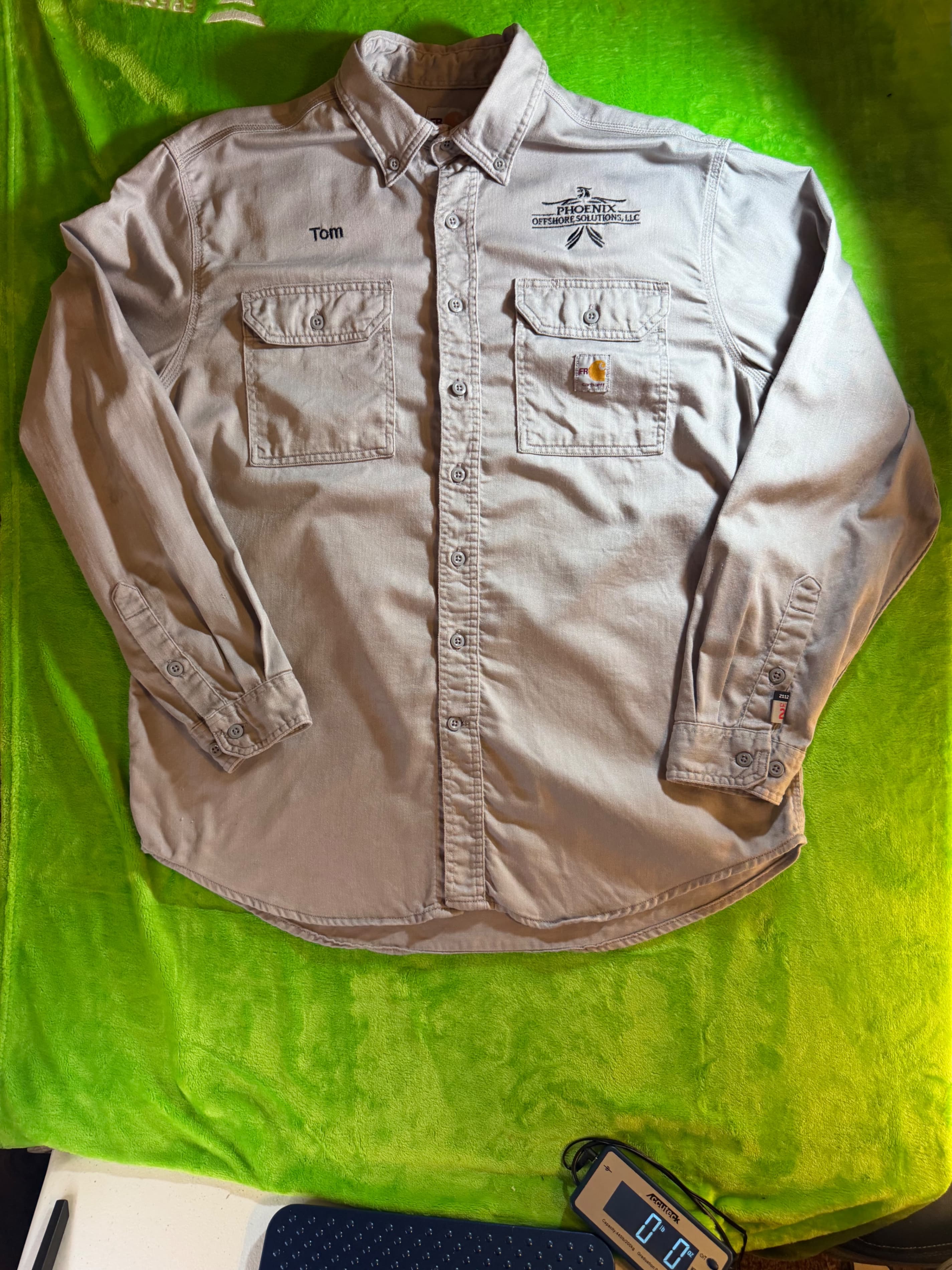 Carhartt FR FRS003 Flame Resistant Work Shirt Mens Large Khaki CAT2 NFPA