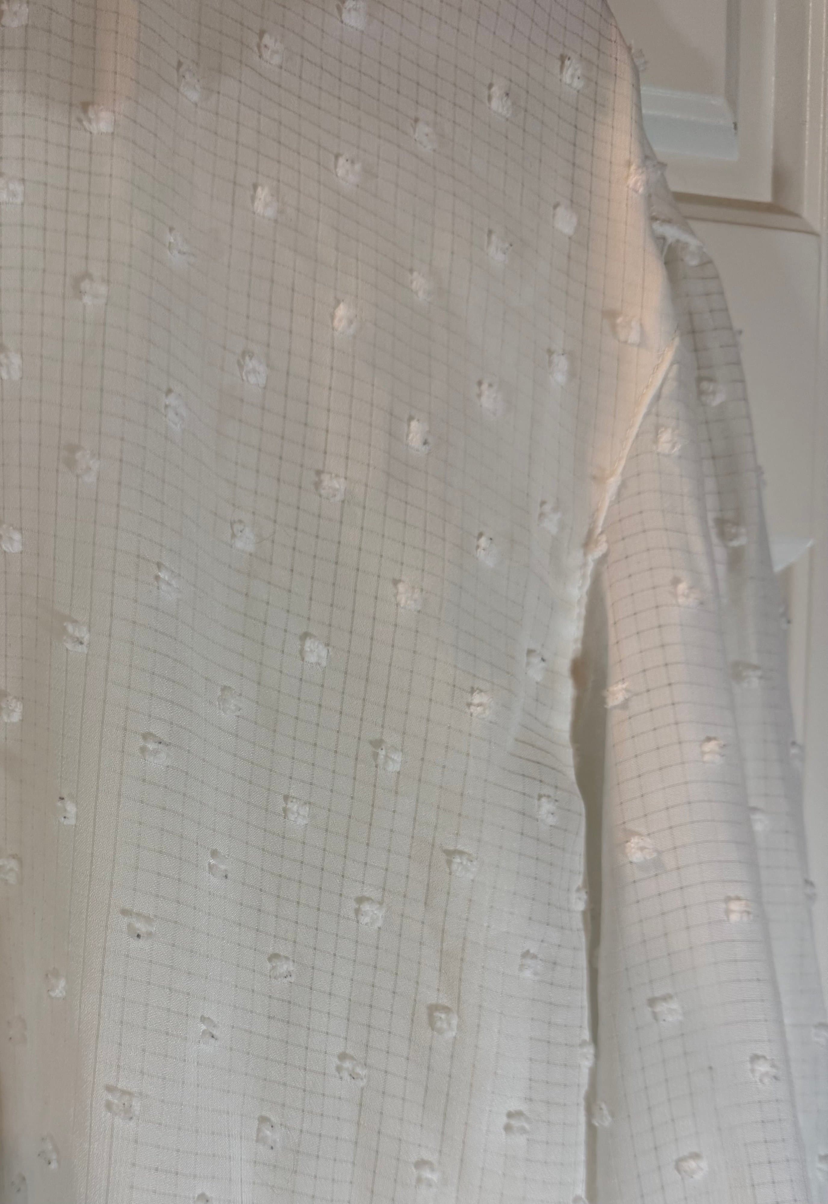 Calvin Klein White Sheer Polka Dot Blouse with Bow Tie - Thumbnail 3