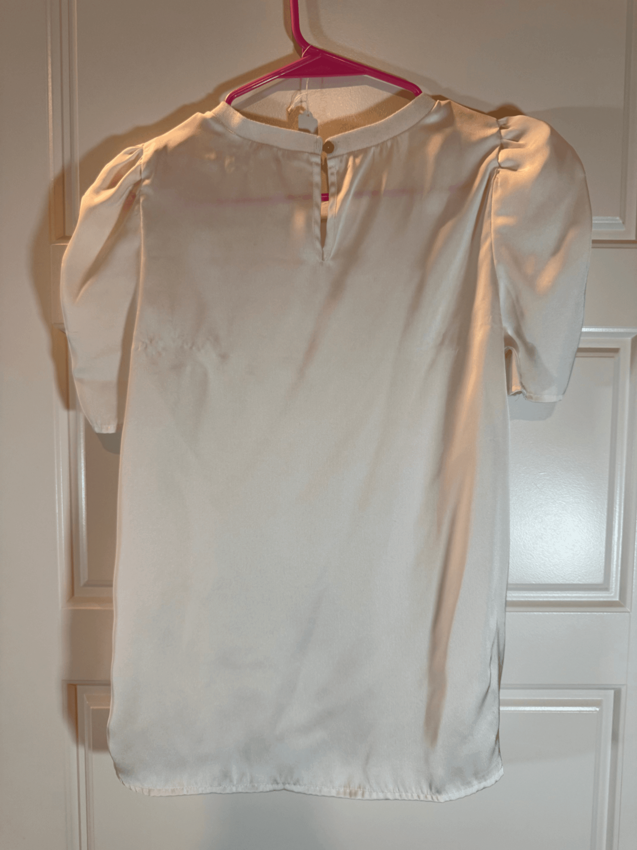 White Short Sleeve Blouse with Pocket Detail - Thumbnail 2