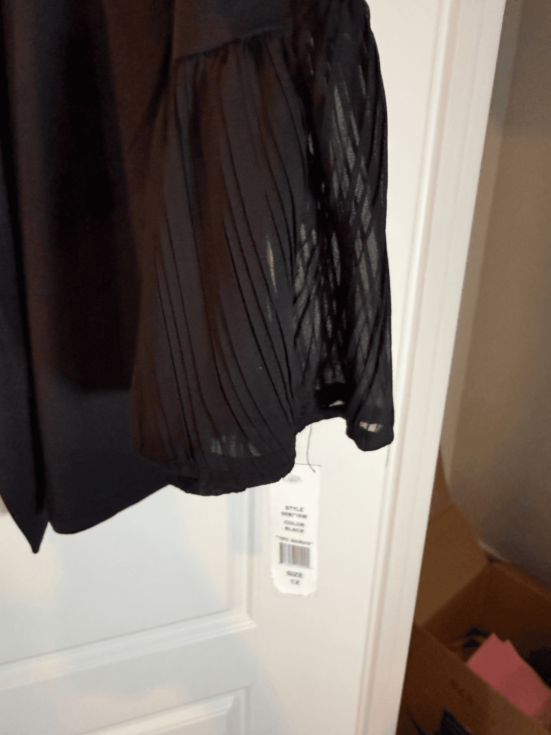 NWT Glamour Black Pleated Open Front Cardigan Size 1X - Thumbnail 4