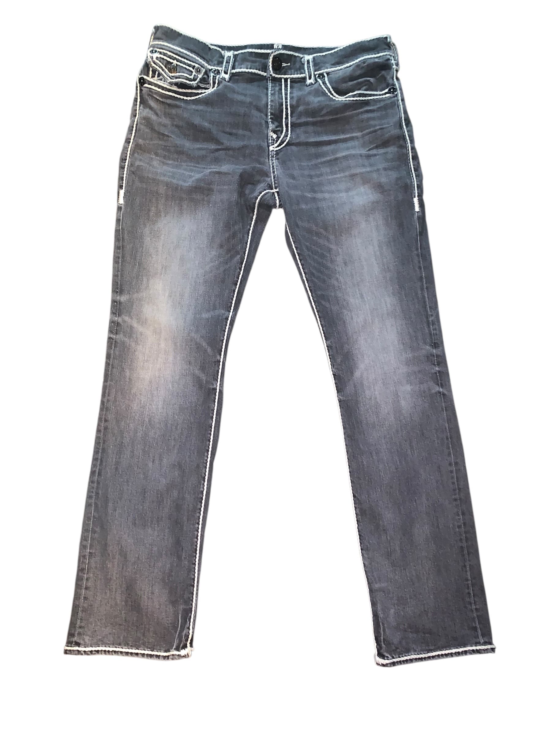True Religion Men's Straight Leg Jeans with Contrast Stitching - Thumbnail 4