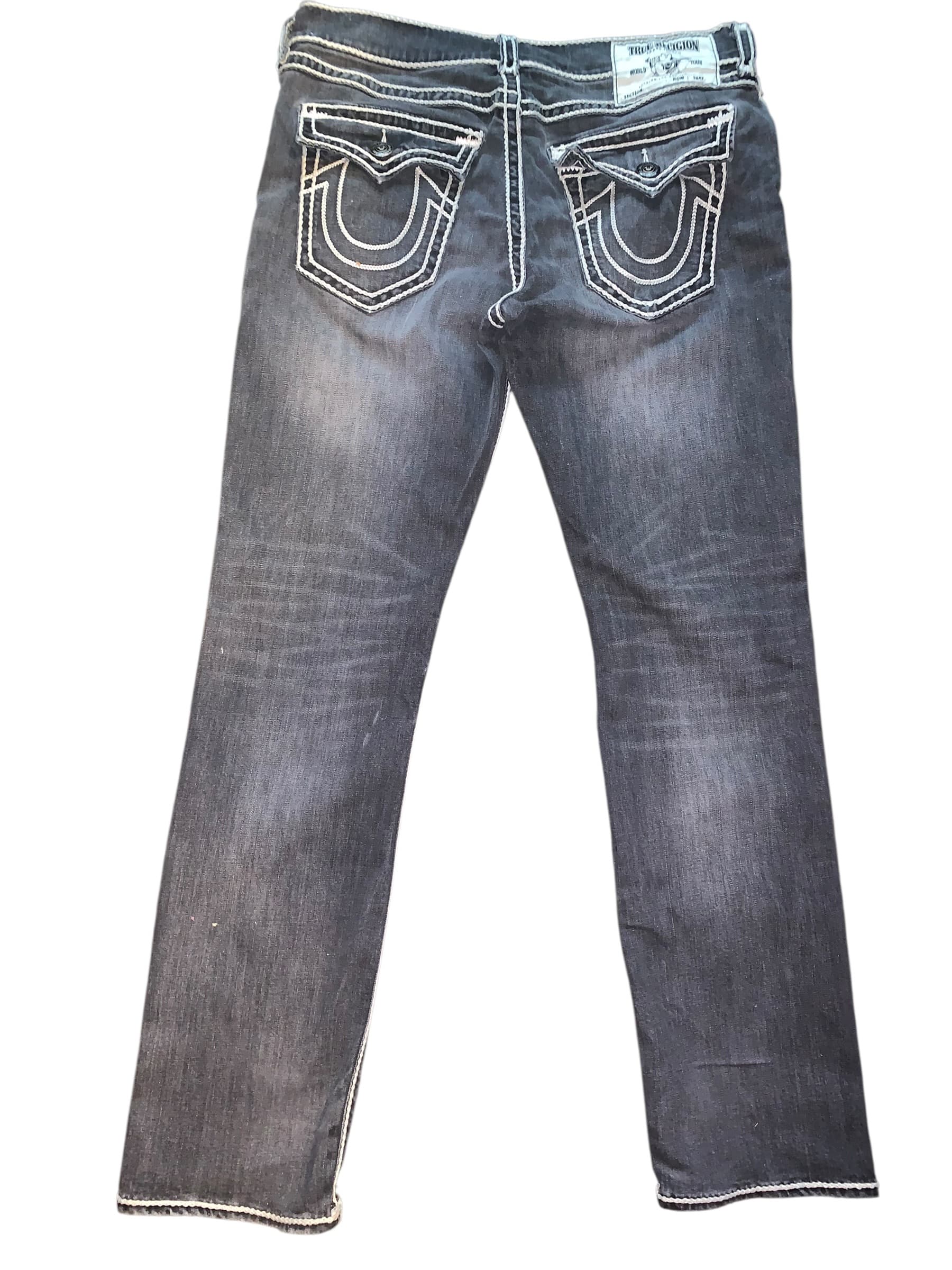 True Religion Men's Straight Leg Jeans with Contrast Stitching - Thumbnail 3