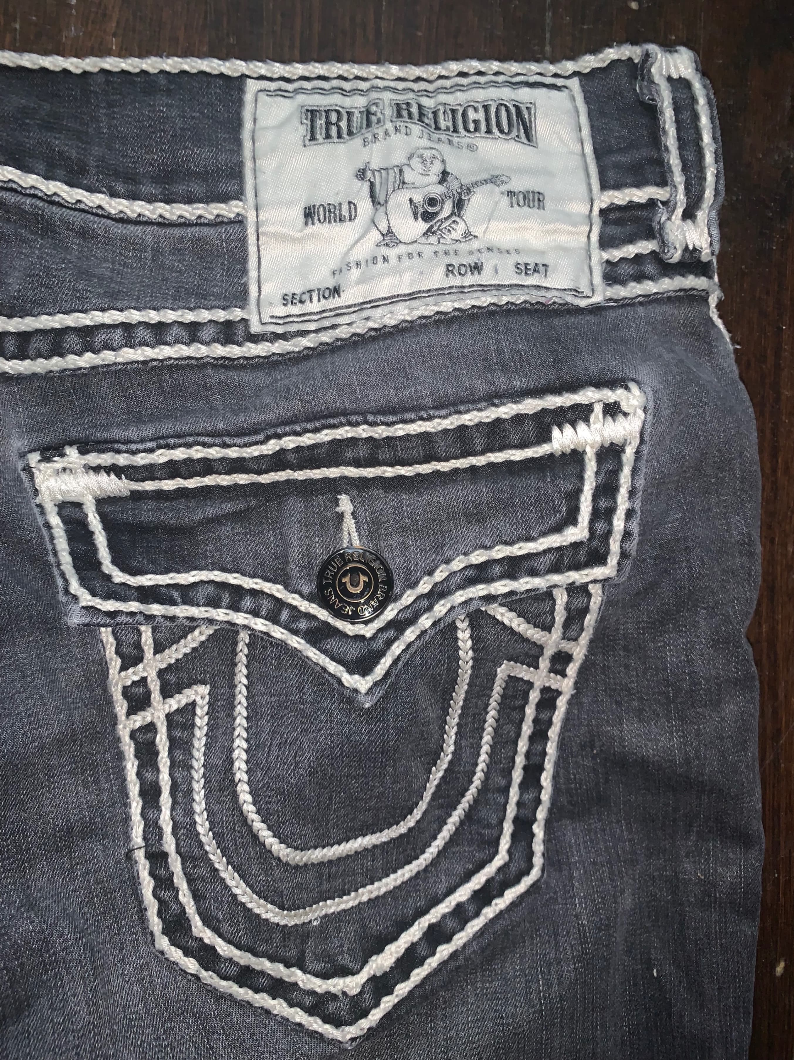 True Religion Men's Straight Leg Jeans with Contrast Stitching - Thumbnail 7