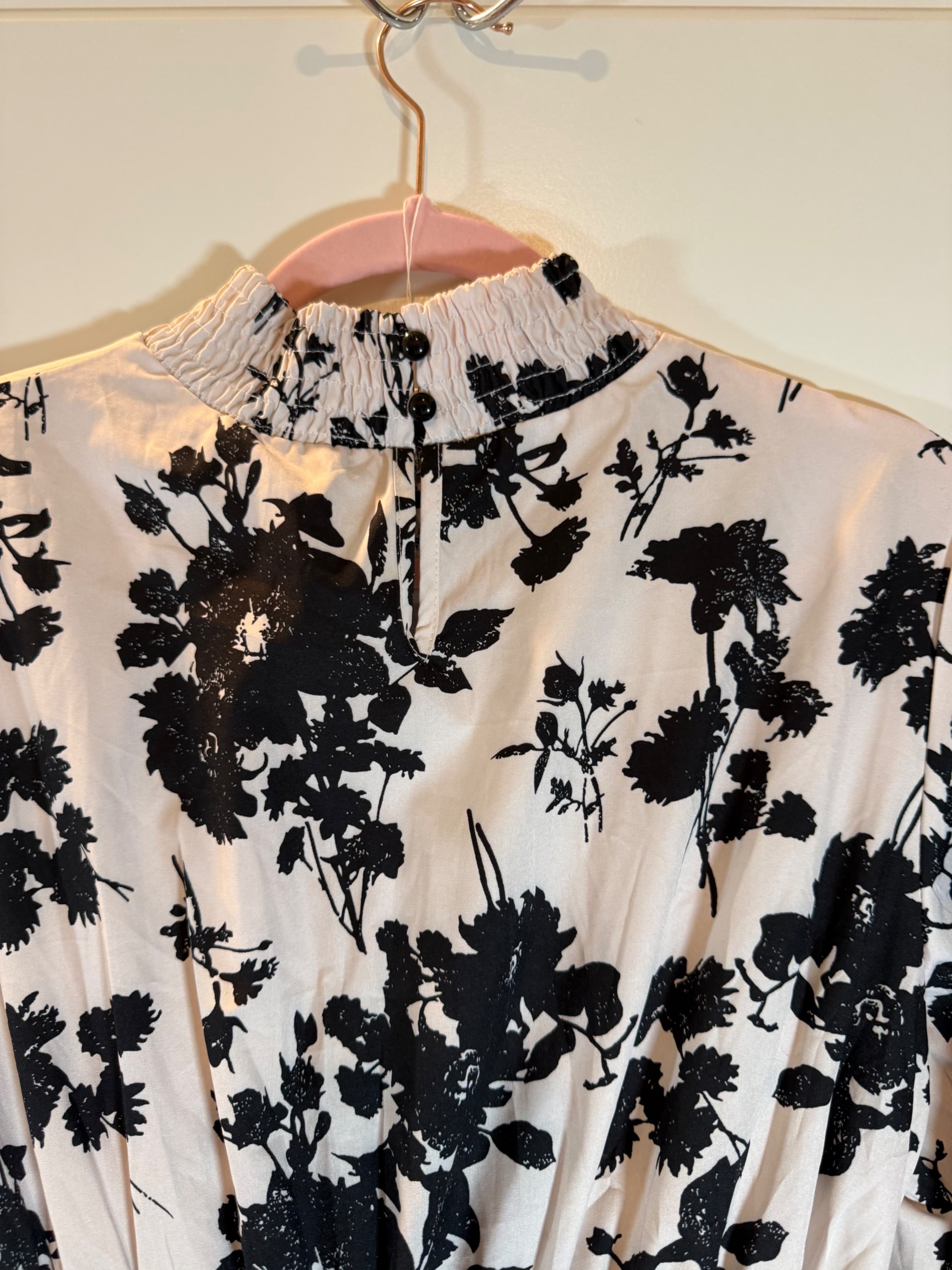 Floral Long Sleeve Smocked Dress Size L - Thumbnail 6