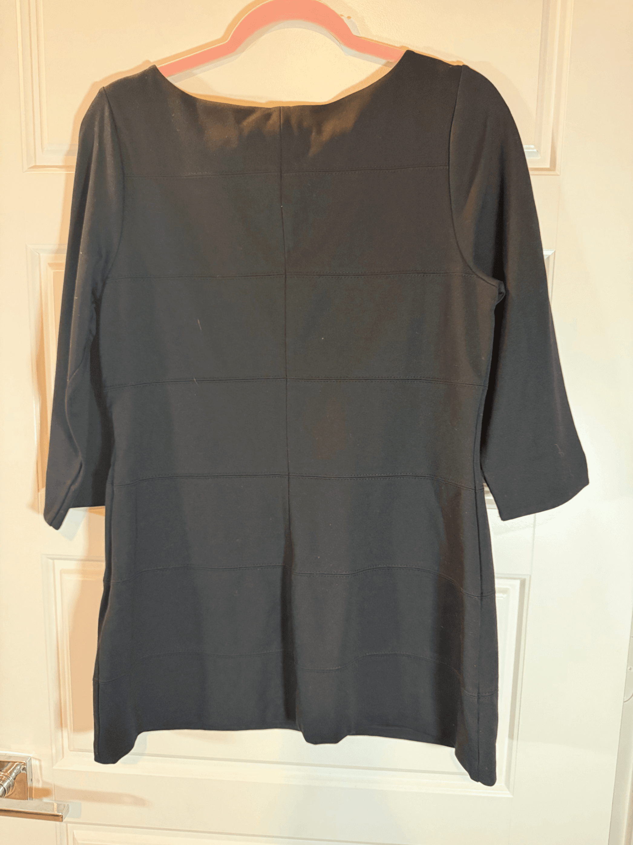 NWT White House /Black Market Black Sheath Dress with Buckle Detail Size M - Thumbnail 2