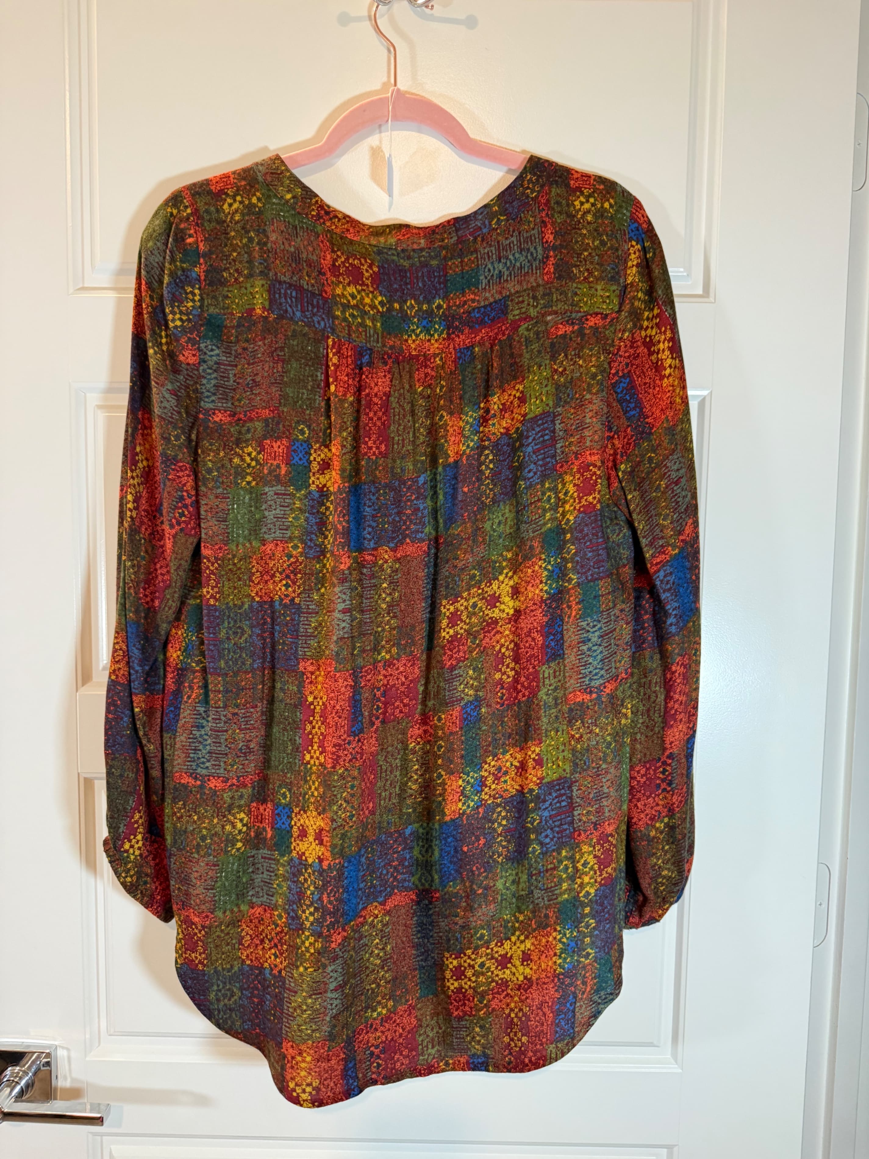 Intro Colorful Patchwork Button-Up Blouse Size M - Thumbnail 2