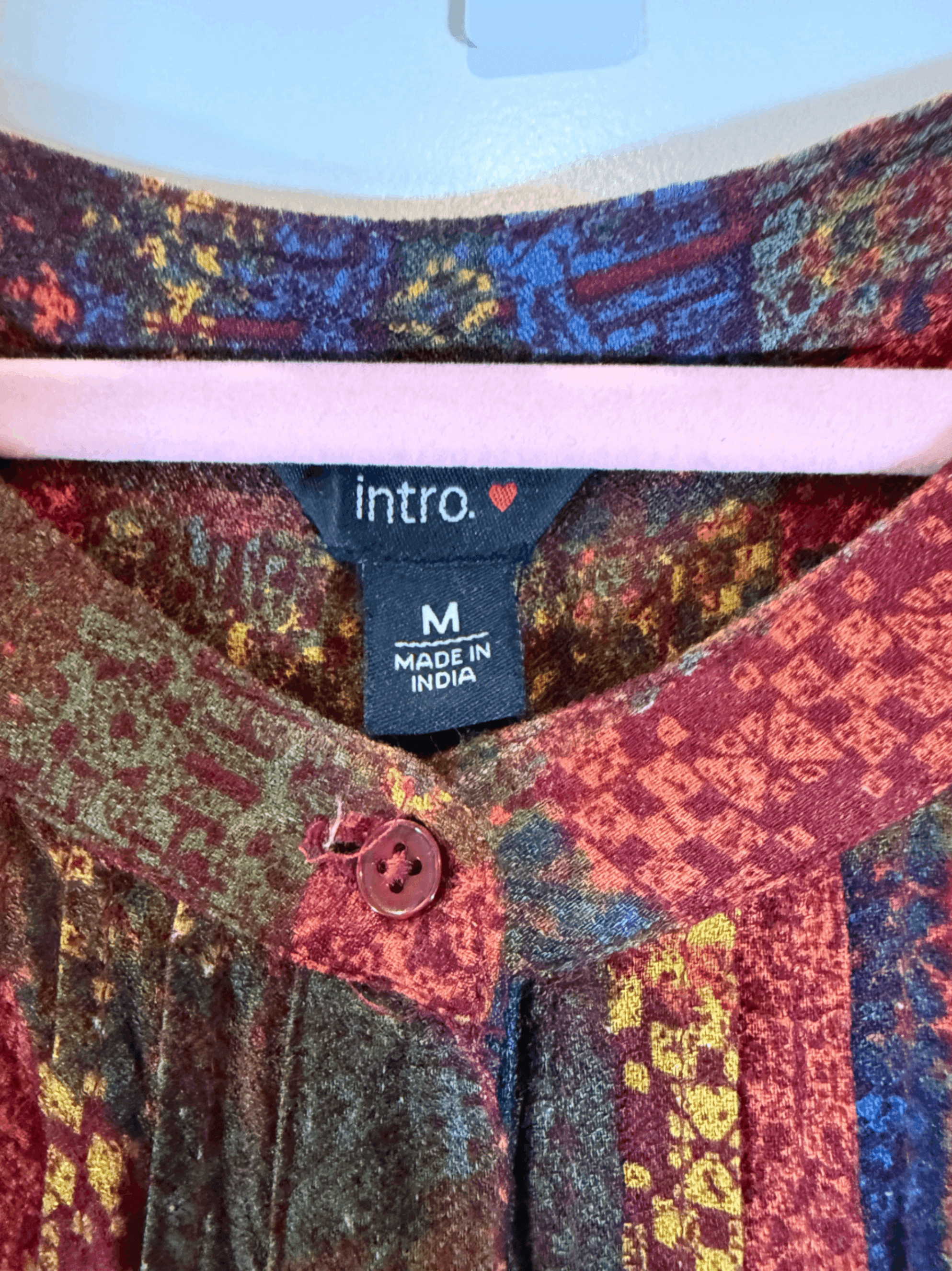 Intro Colorful Patchwork Button-Up Blouse Size M - Thumbnail 3