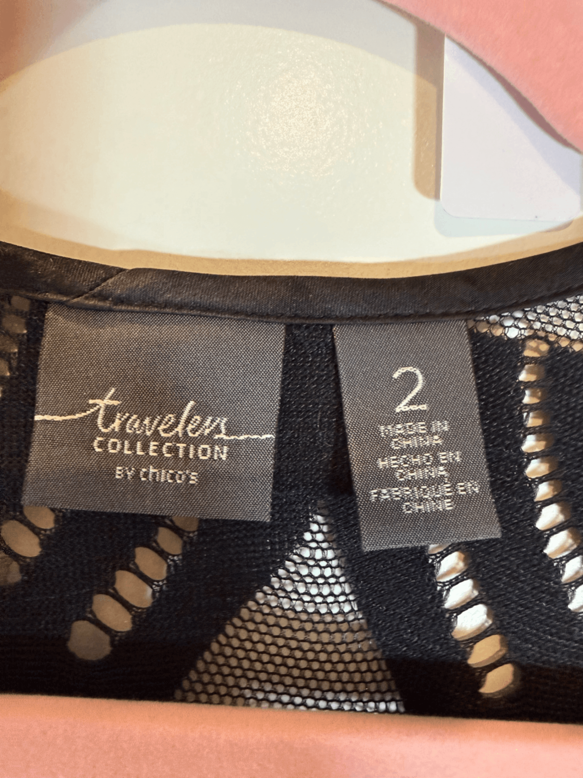 Travelers Collection by Chicos Black Sheer Open Cardigan Size 2 - Thumbnail 3