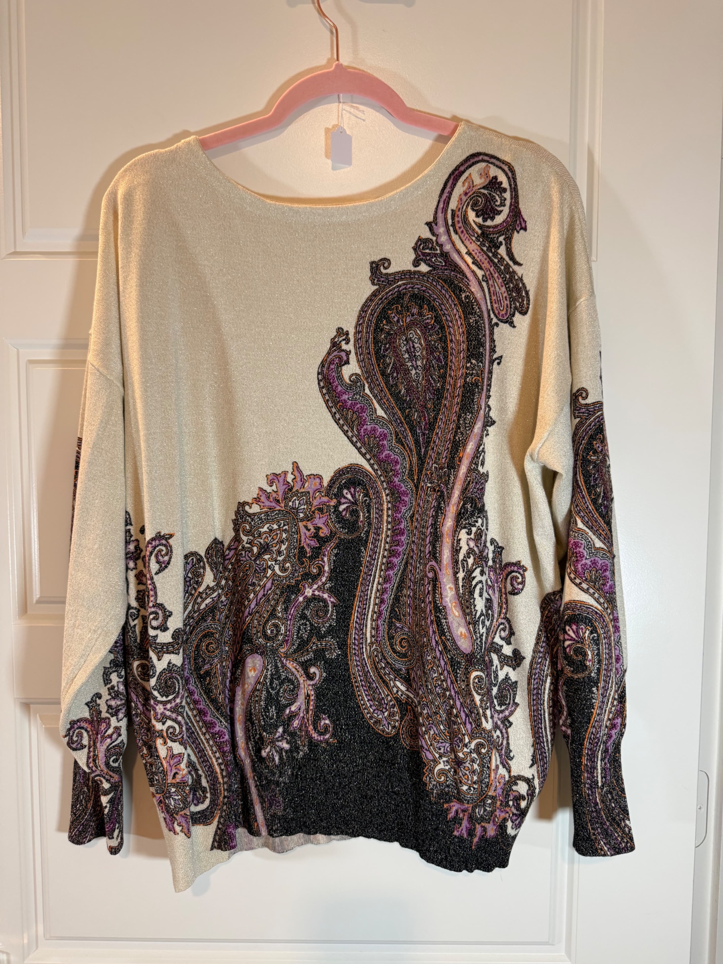 Chicos  Paisley Knit Sweater with Bold Pattern