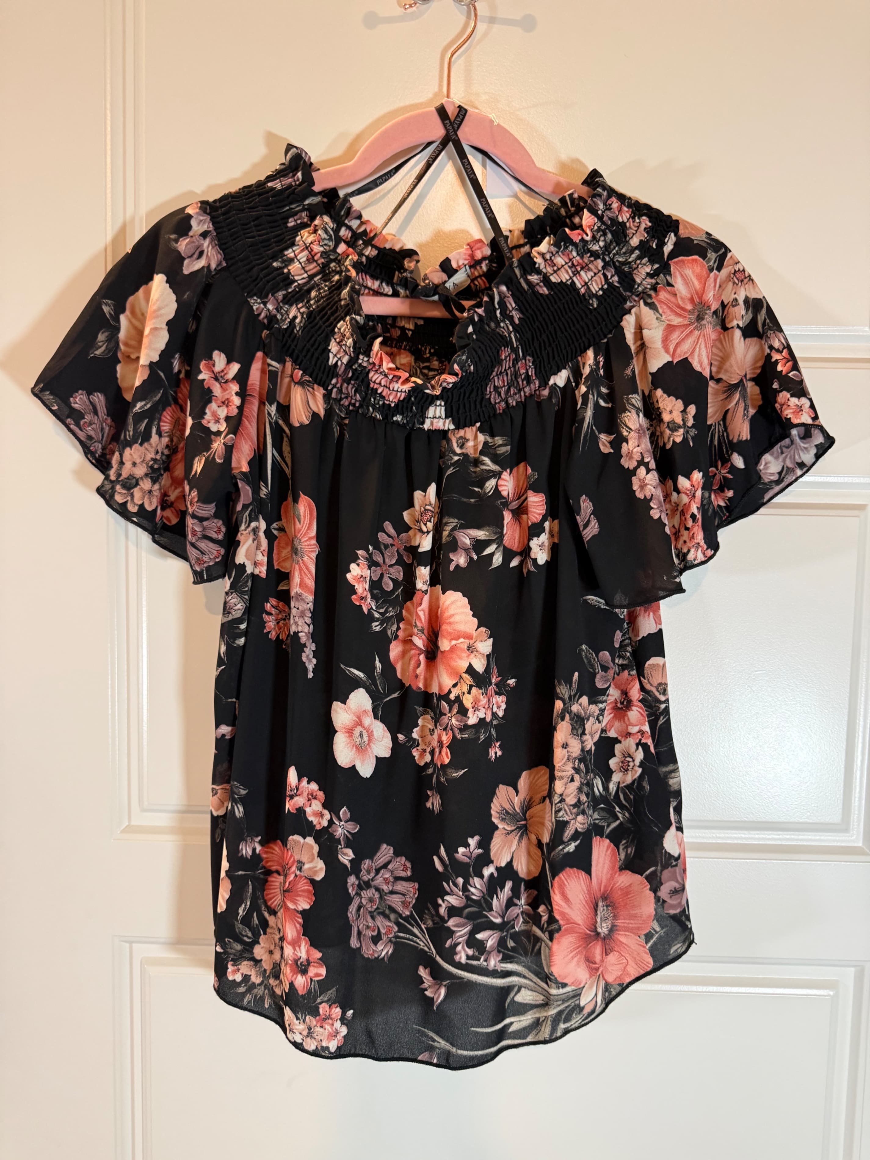 Papaya Floral Off-Shoulder Blouse