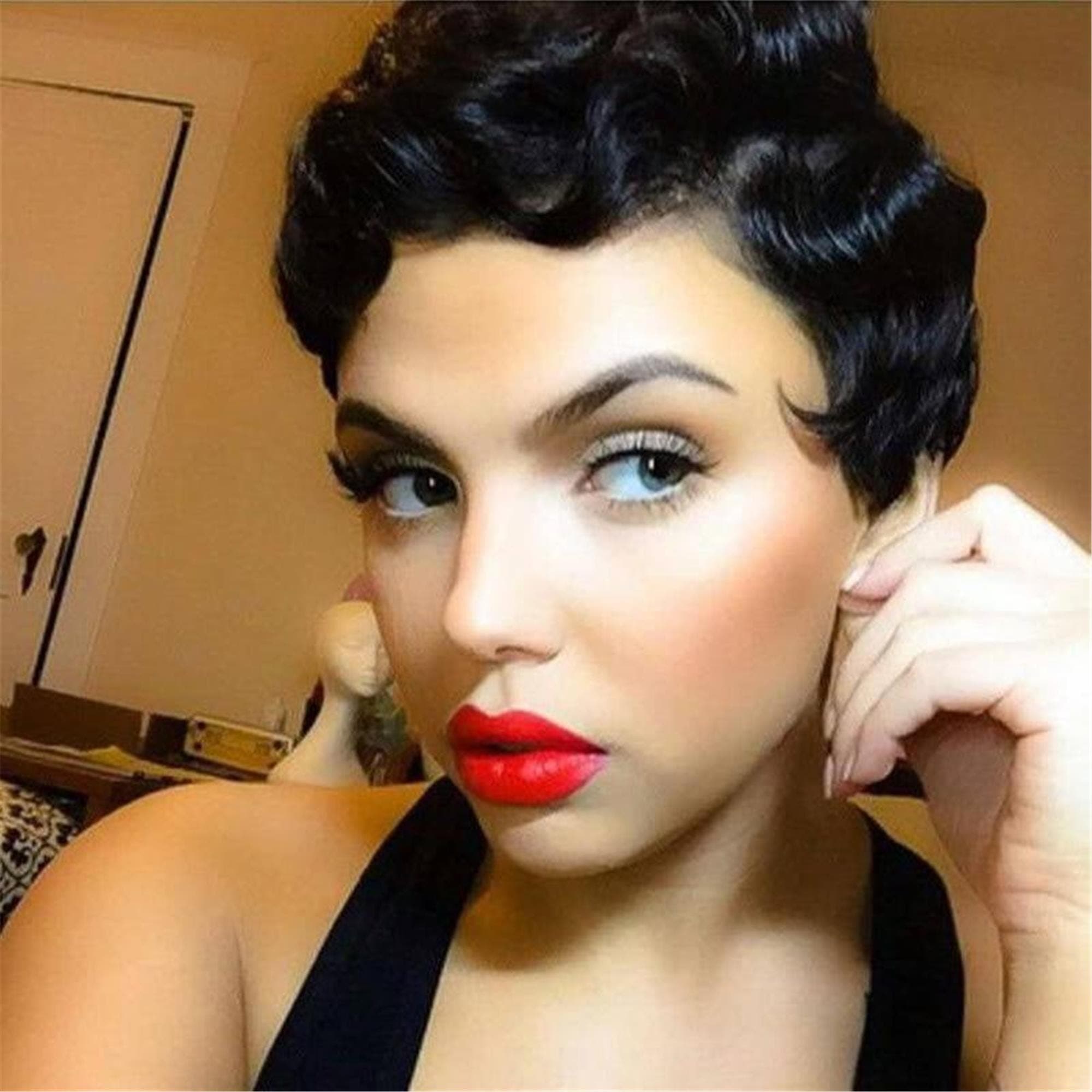 Black Finger Wave Beauty Full WigSpecification