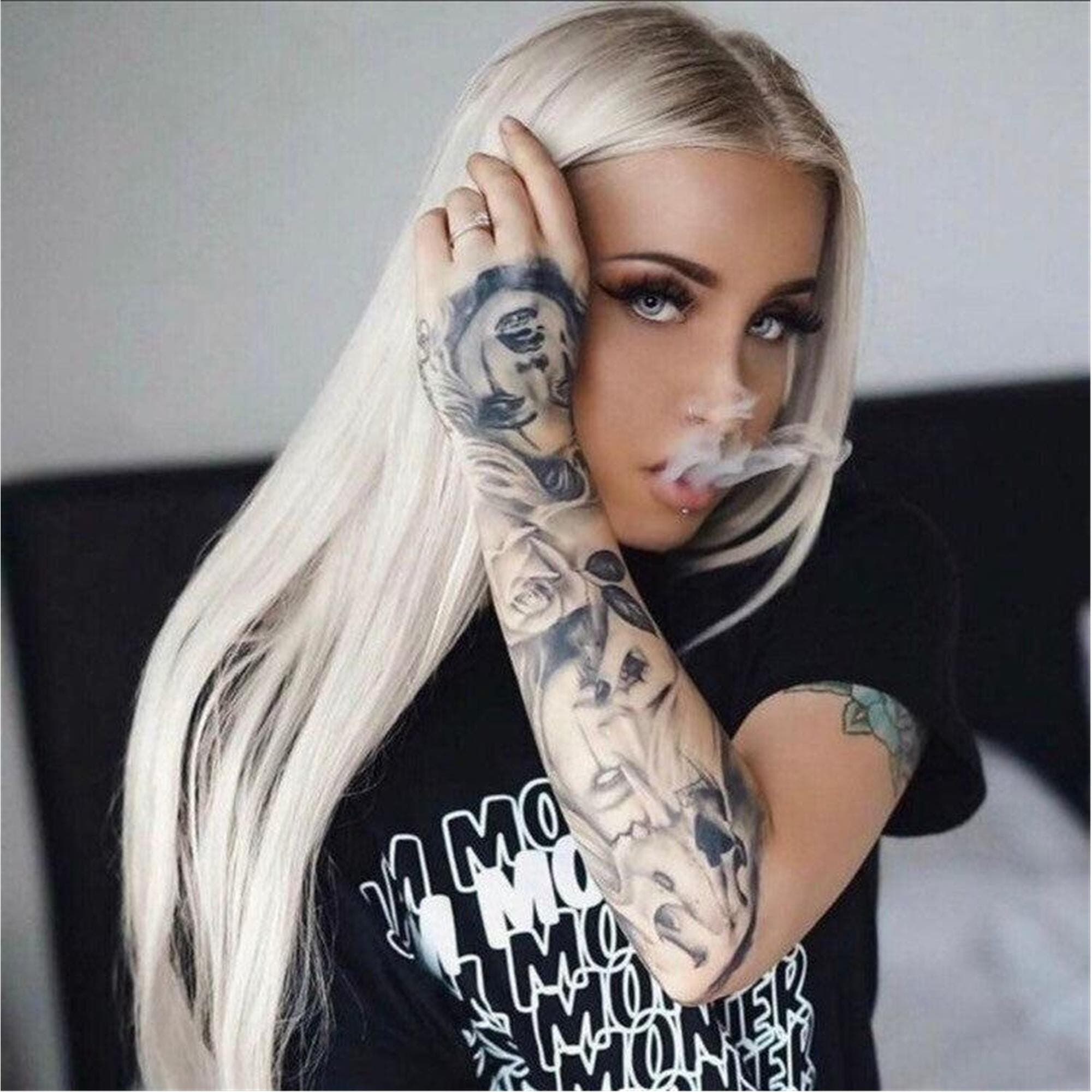 22” PLATINUM ash blonde ombre straight lace front wig *NEW*