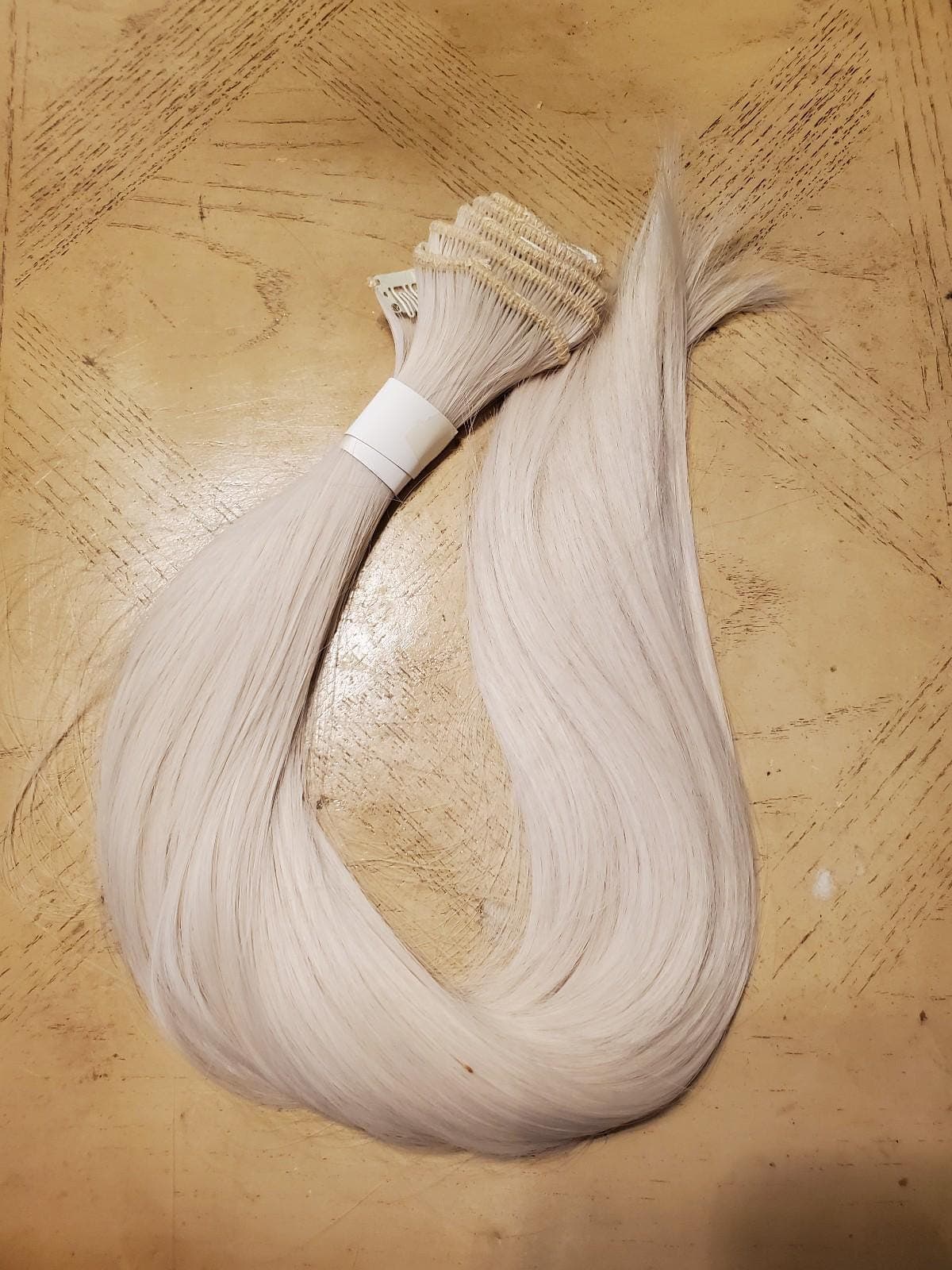 White Blonde Full Head Clip in Extension
