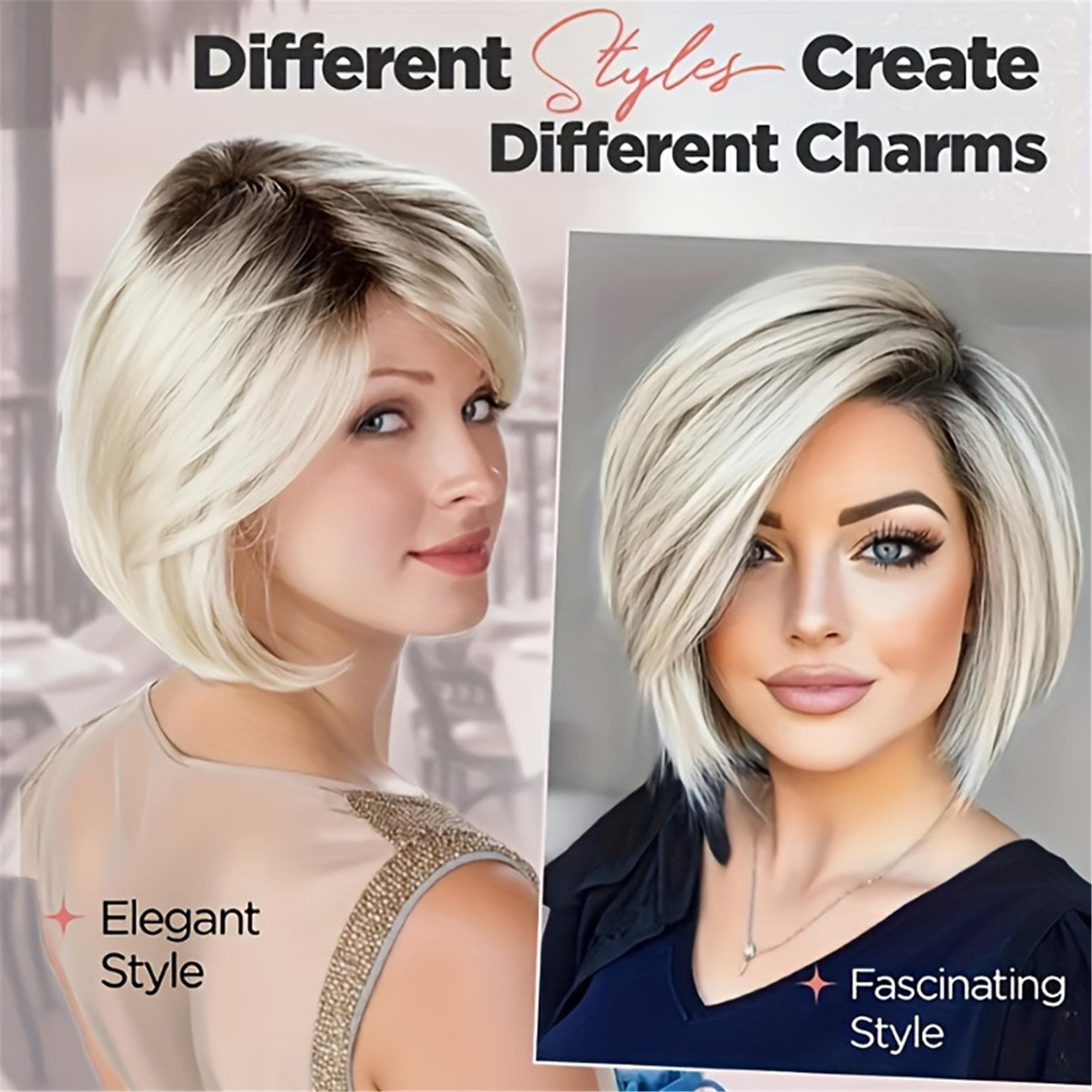 Silvery Gradient Bob Wig: 10-Inch Straight Layered for Daily Wear - Thumbnail 7