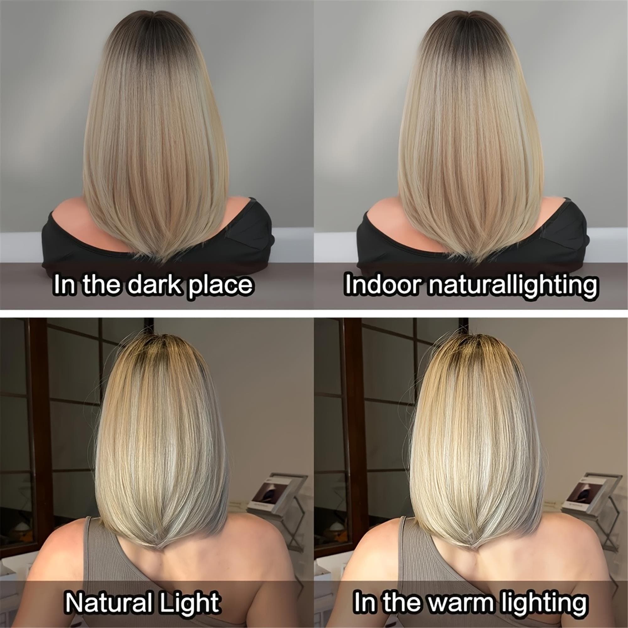 Silvery Gradient Bob Wig: 10-Inch Straight Layered for Daily Wear - Thumbnail 8