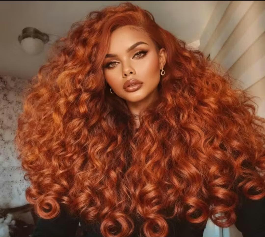 Copper Red Beauty Wavy Lace Front Wig Goddess Beauty Wig Auburn