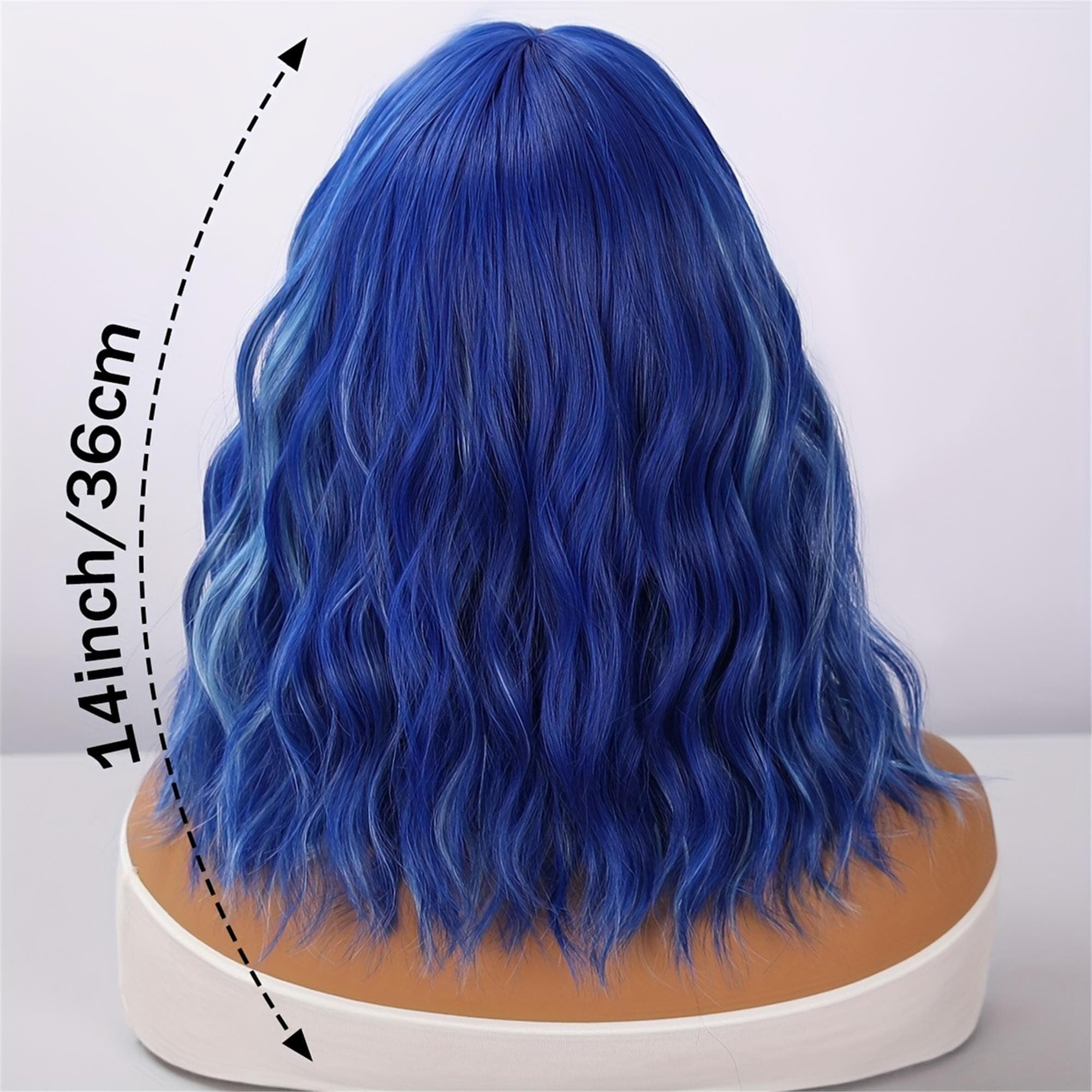 Blue 14-inch Elegant Highlights Curly Wig - Thumbnail 6