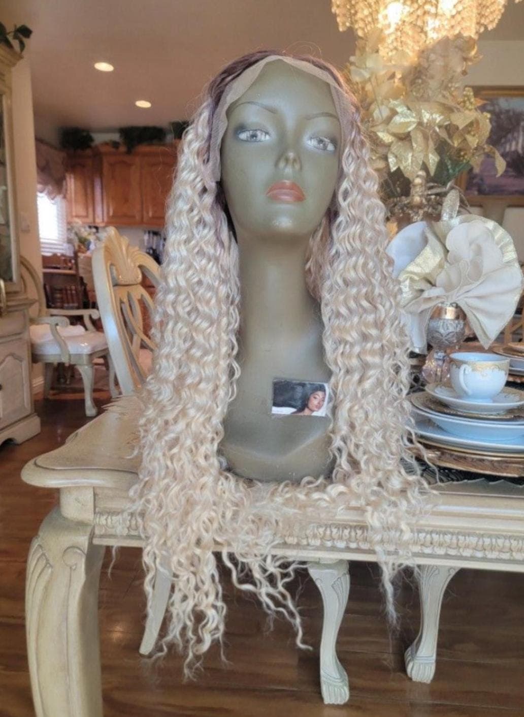 Long Deep Wave Ash Blonde Lace Front Wig - Thumbnail 6