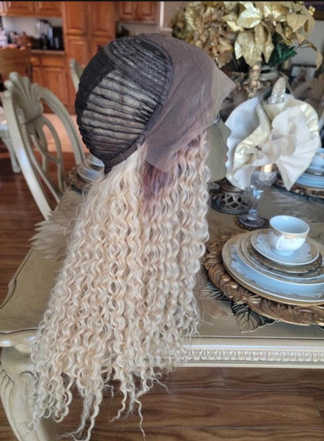 Long Deep Wave Ash Blonde Lace Front Wig - Thumbnail 10