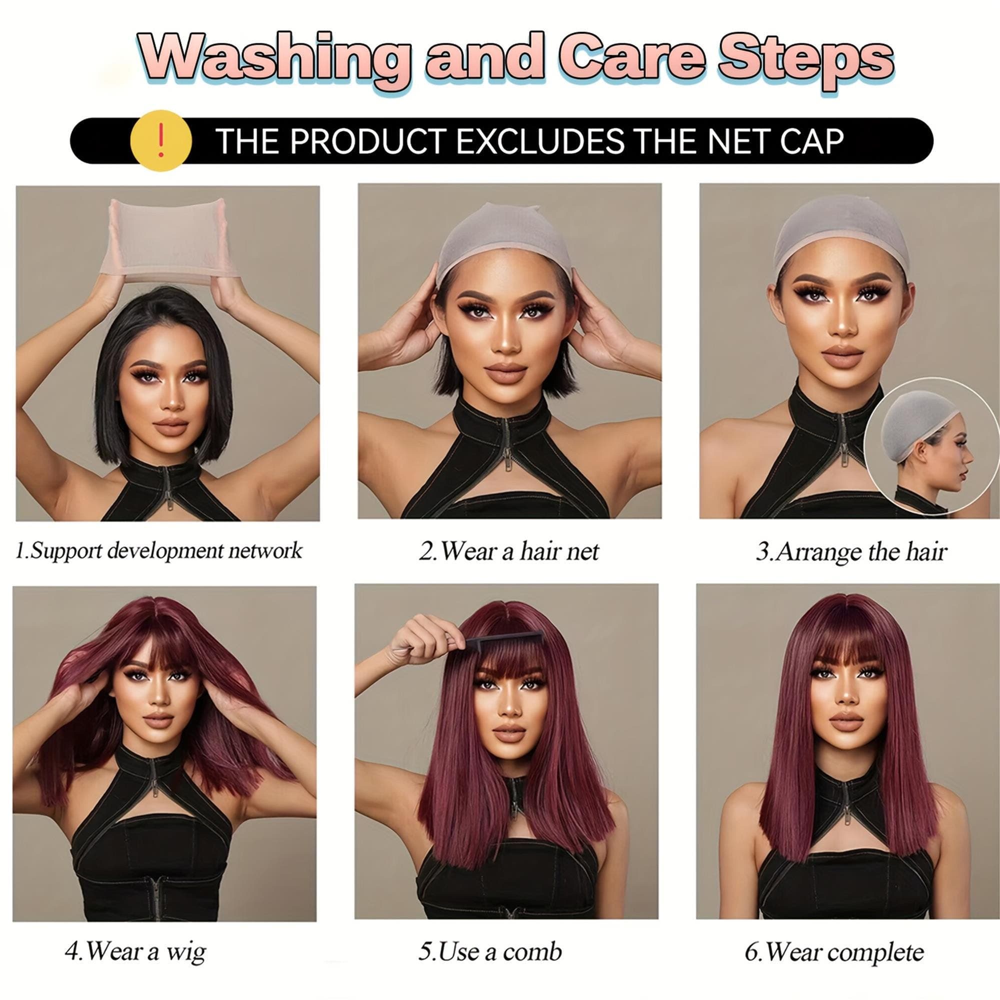28 Inch Long Blonde to Dark Brown Ombre Wig Adjustable Rose Net -Looking Loose Waves (Blonde/Brown - Thumbnail 9