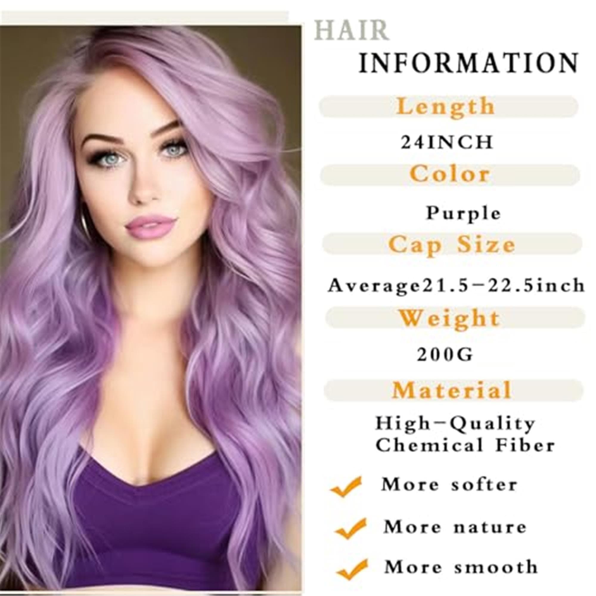 Purple Layered Wavy Wig With Curtain Bang - Thumbnail 3
