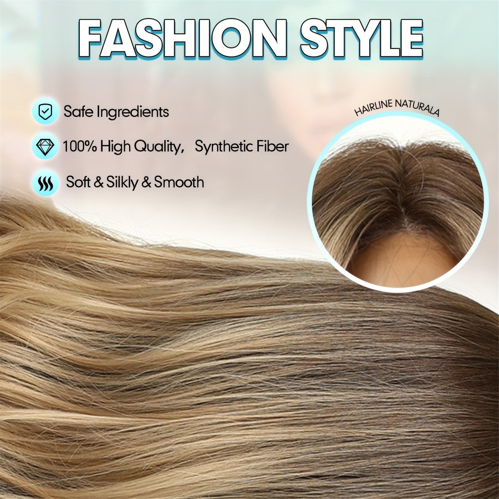 28 Inch Long Blonde to Dark Brown Ombre Wig Adjustable Rose Net -Looking Loose Waves (Blonde/Brown - Thumbnail 7