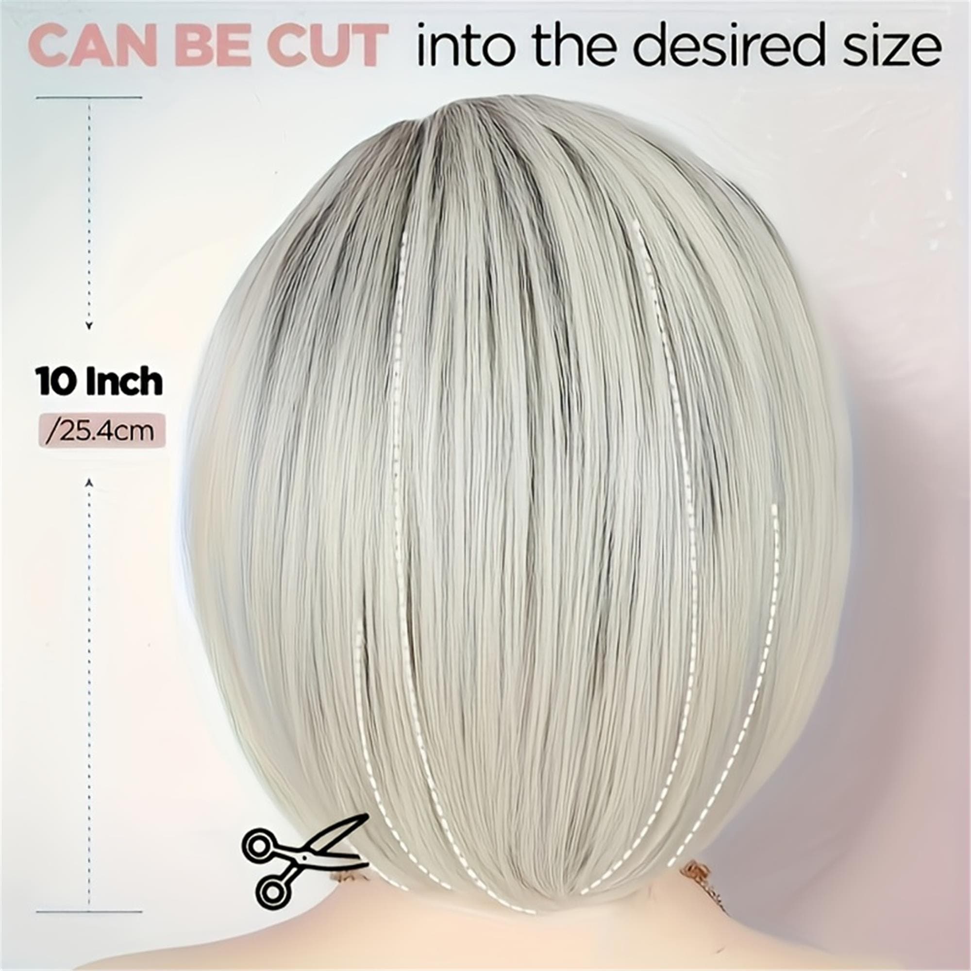 Silvery Gradient Bob Wig: 10-Inch Straight Layered for Daily Wear - Thumbnail 5