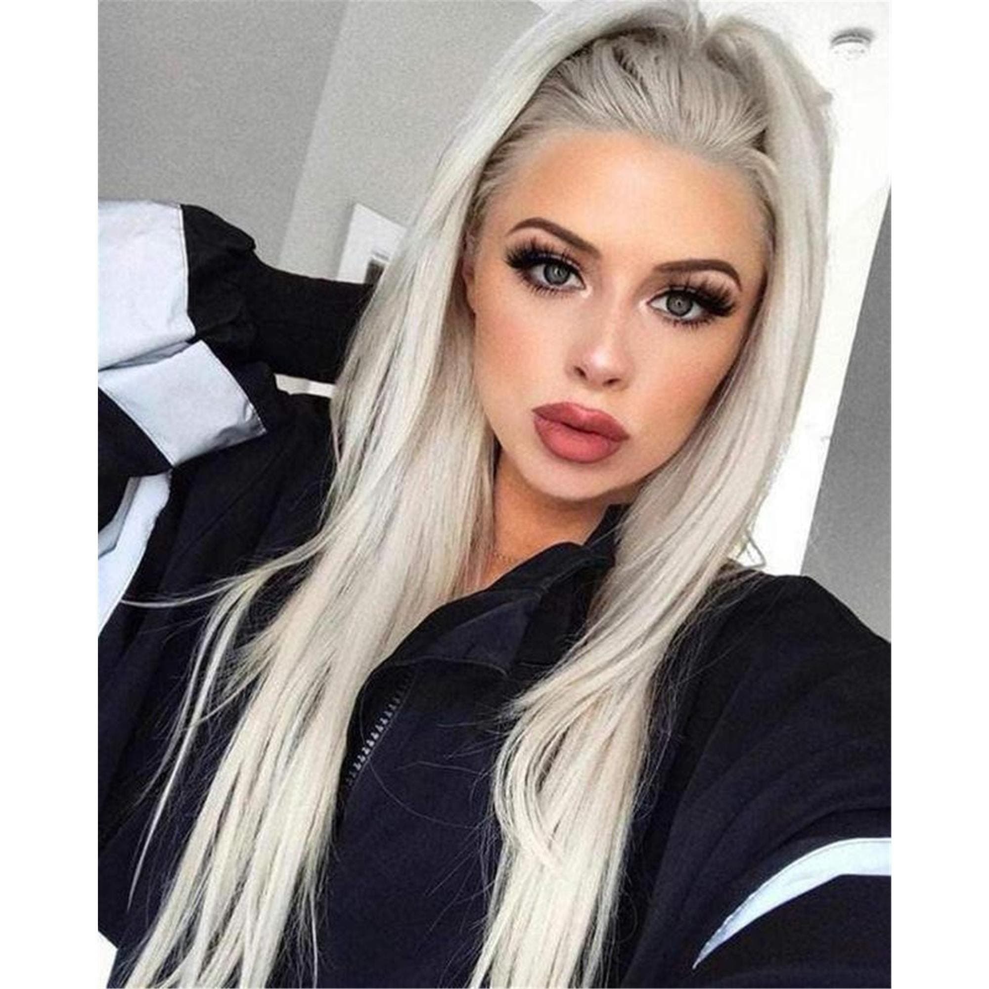 White Human Hair Lace Front Wigs Virgin Remy Glueless Lace Wiog