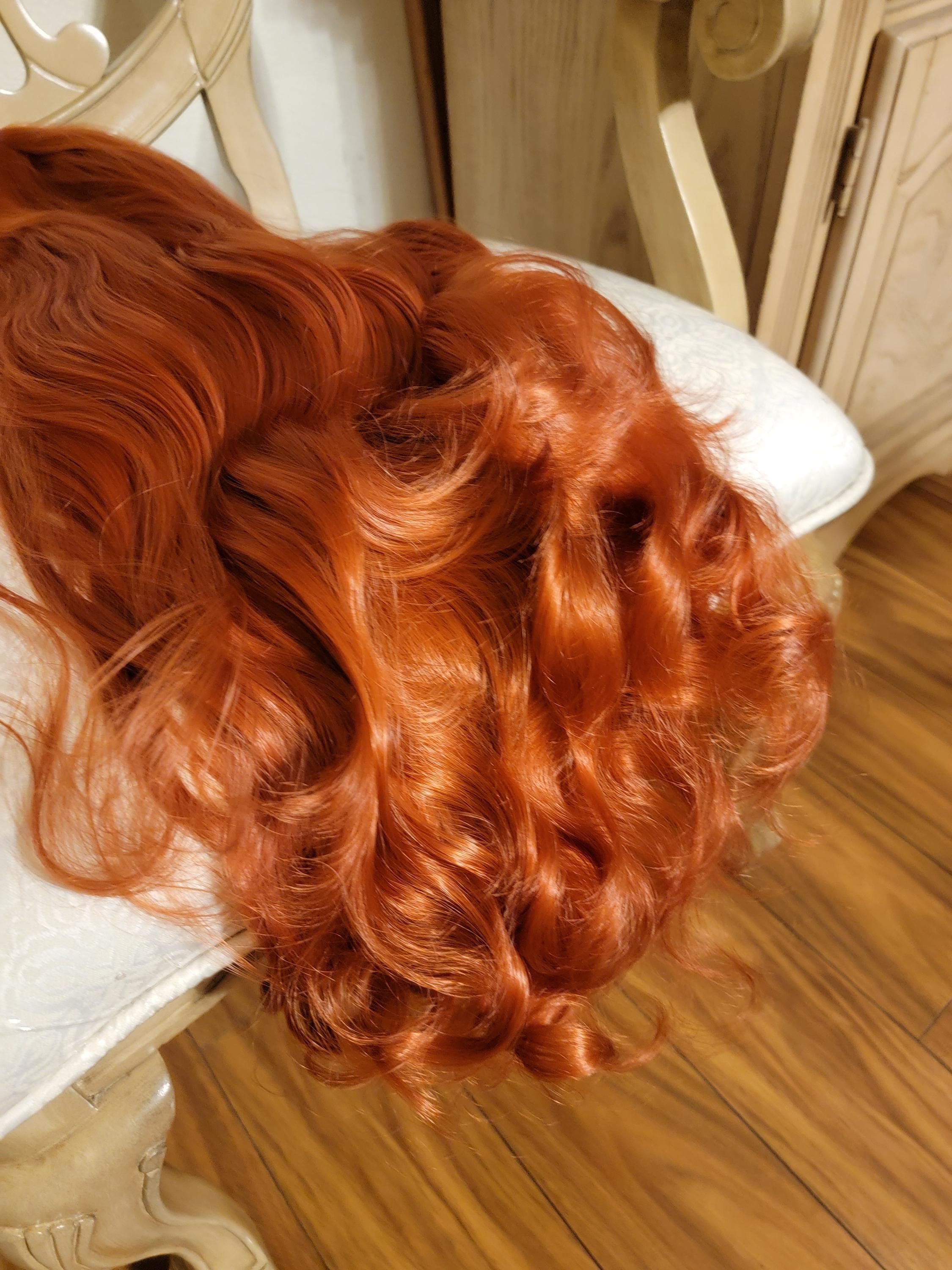 Copper Red Beauty Wavy Lace Front Wig Goddess Beauty Wig Auburn - Thumbnail 3