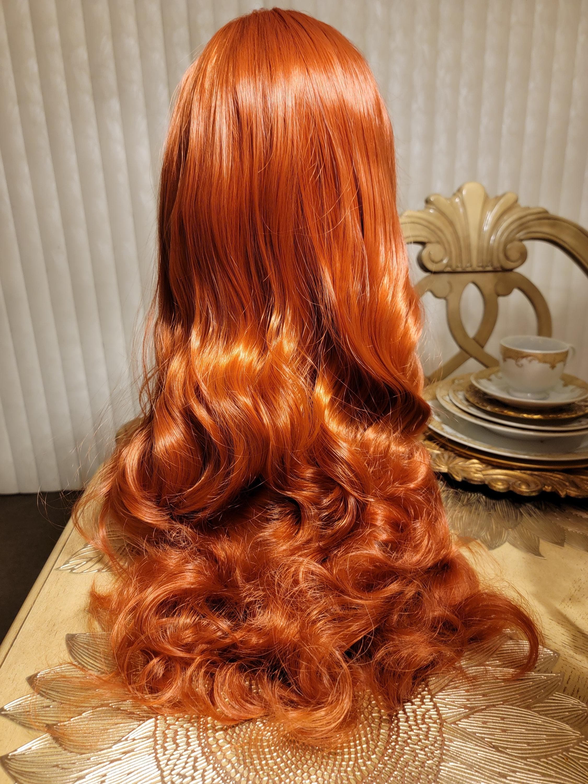 Copper Red Beauty Wavy Lace Front Wig Goddess Beauty Wig Auburn - Thumbnail 2