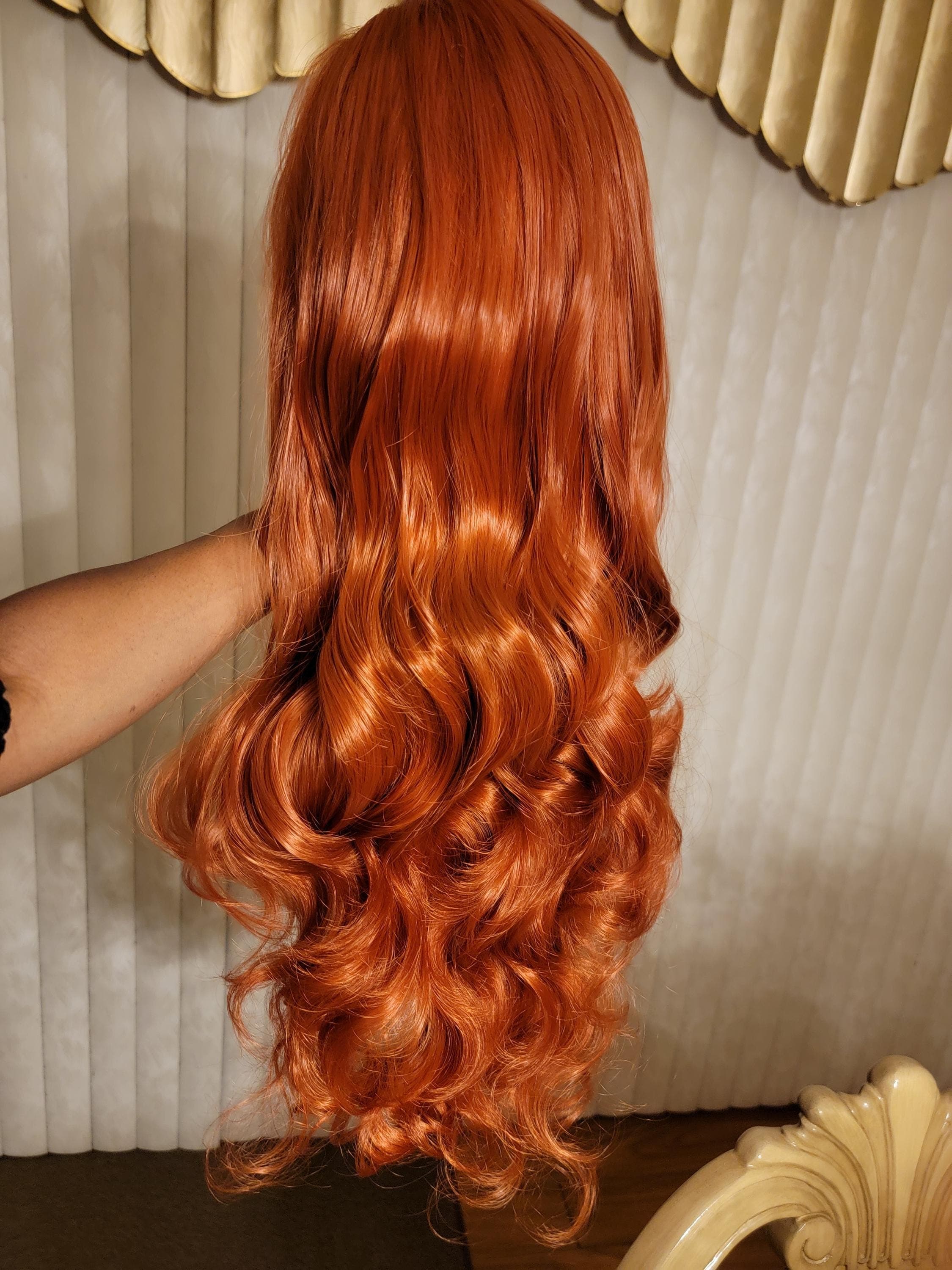 Copper Red Beauty Wavy Lace Front Wig Goddess Beauty Wig Auburn - Thumbnail 14