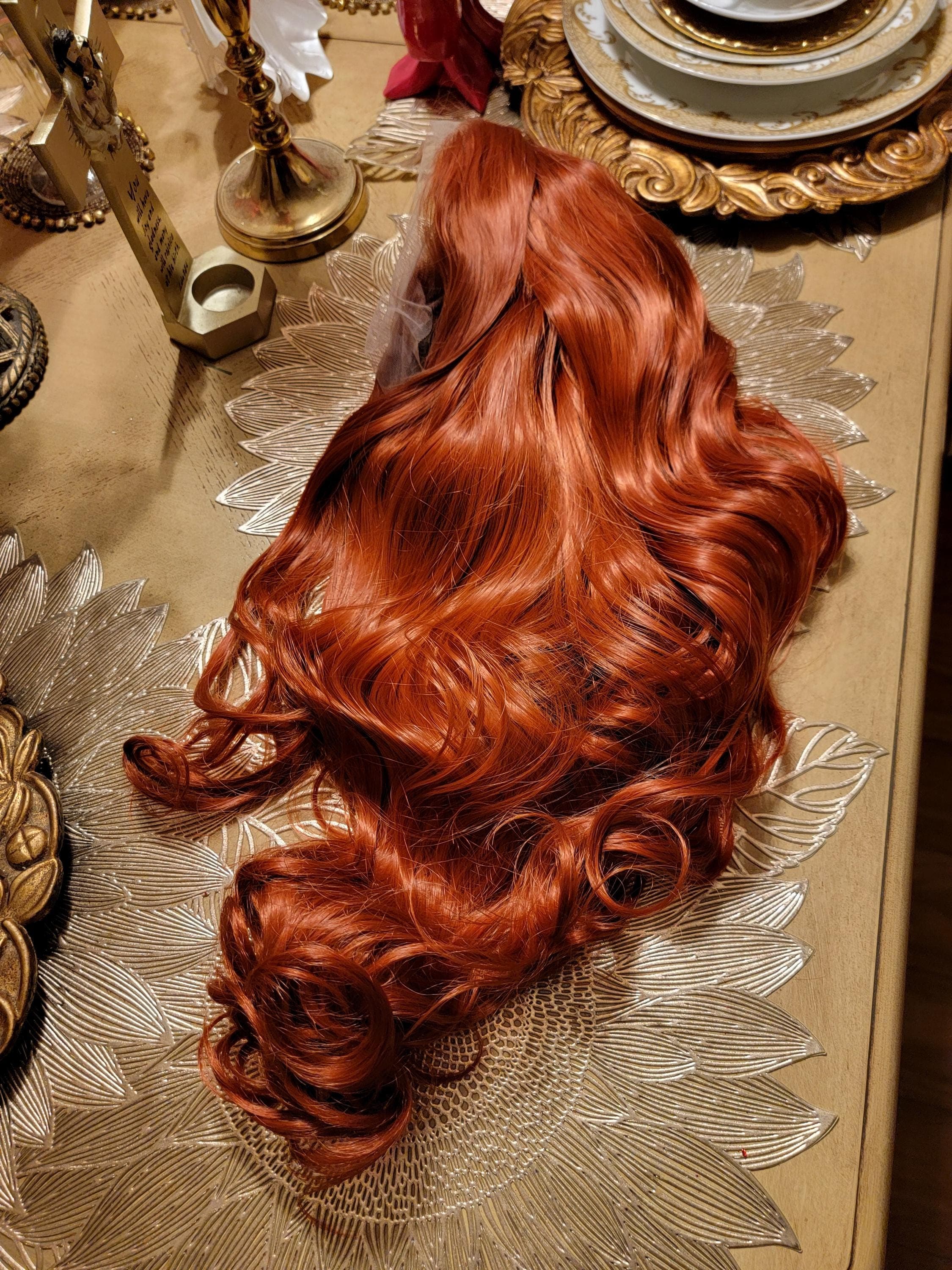 Copper Red Beauty Wavy Lace Front Wig Goddess Beauty Wig Auburn - Thumbnail 19