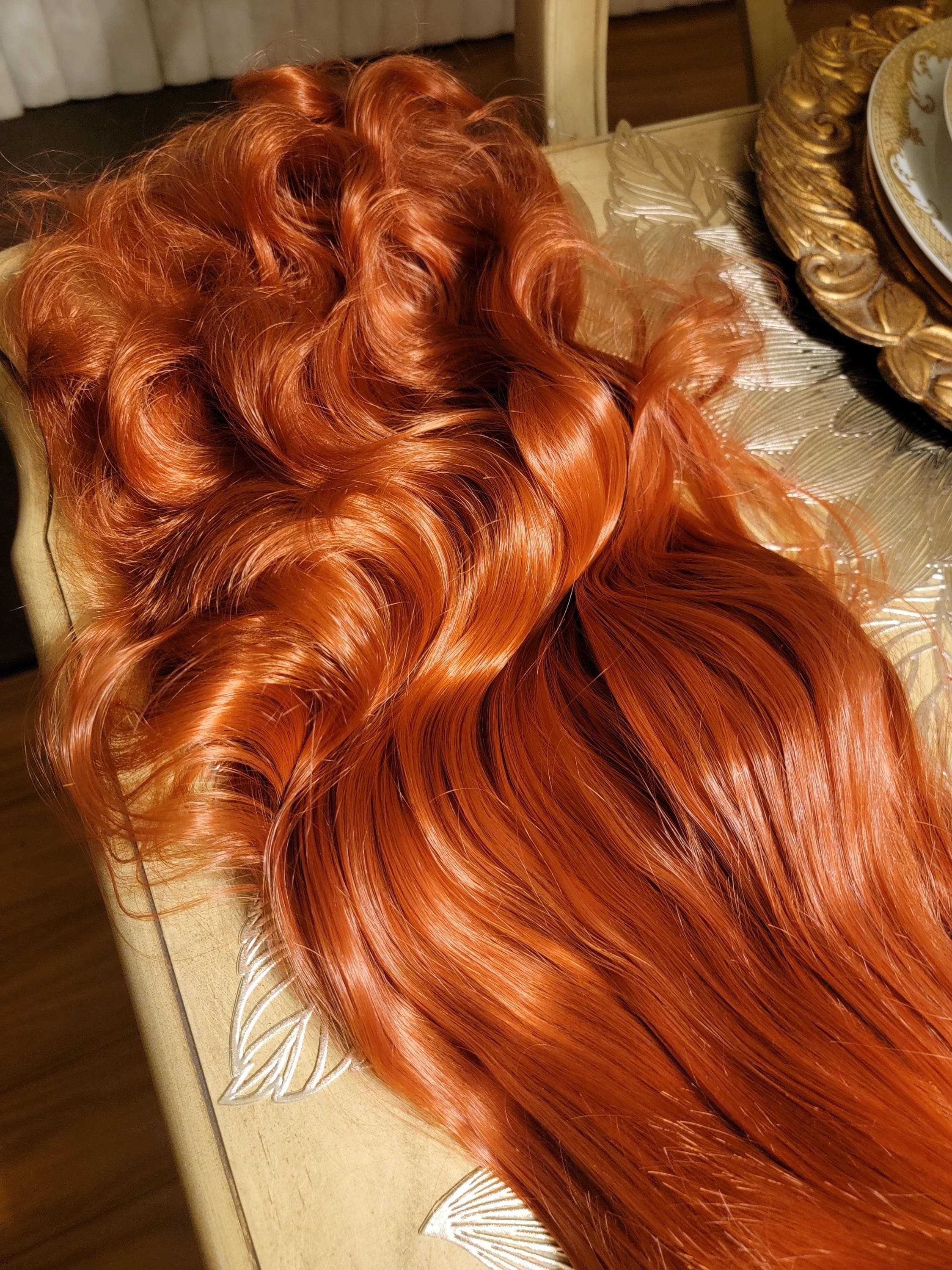 Copper Red Beauty Wavy Lace Front Wig Goddess Beauty Wig Auburn - Thumbnail 17