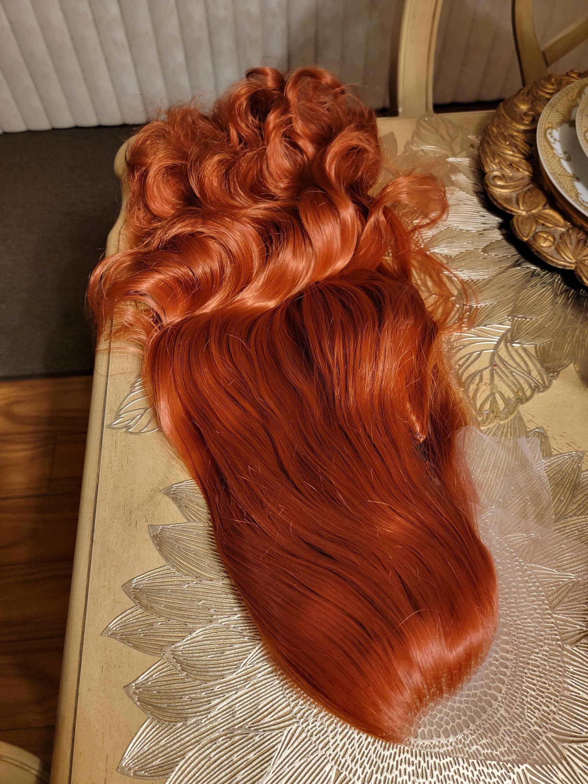 Copper Red Beauty Wavy Lace Front Wig Goddess Beauty Wig Auburn - Thumbnail 15
