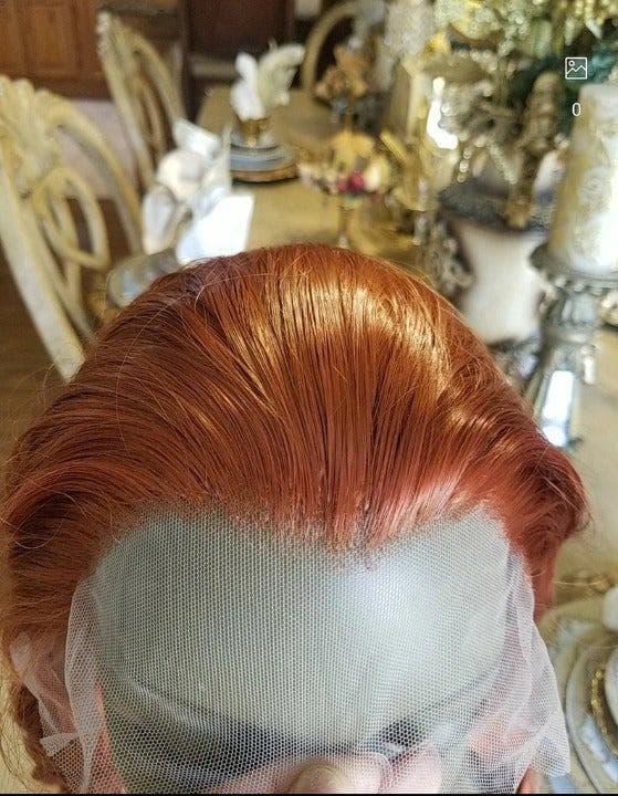 Copper Wavy Lace Front Wig - Thumbnail 4