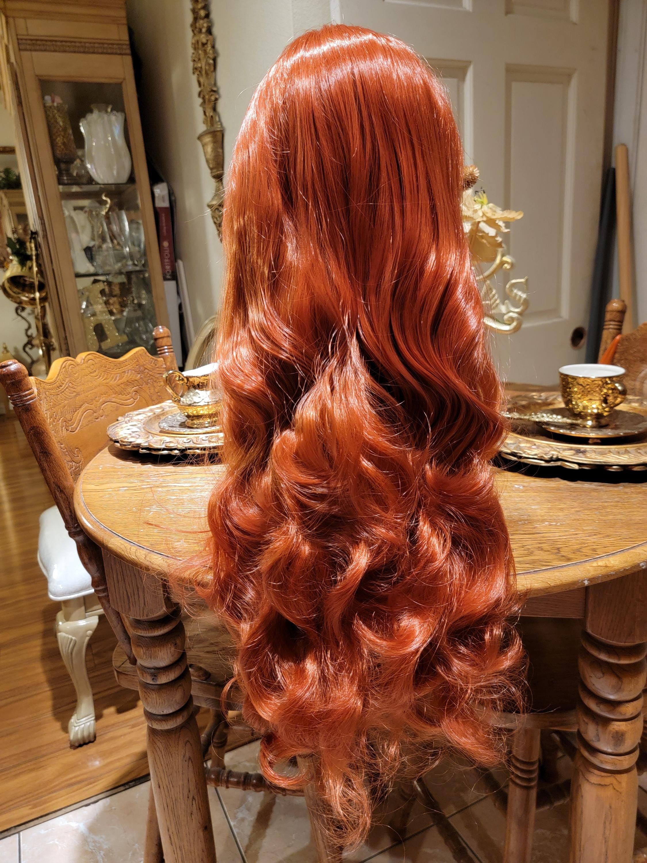 Copper Red Beauty Wavy Lace Front Wig Goddess Beauty Wig Auburn - Thumbnail 16
