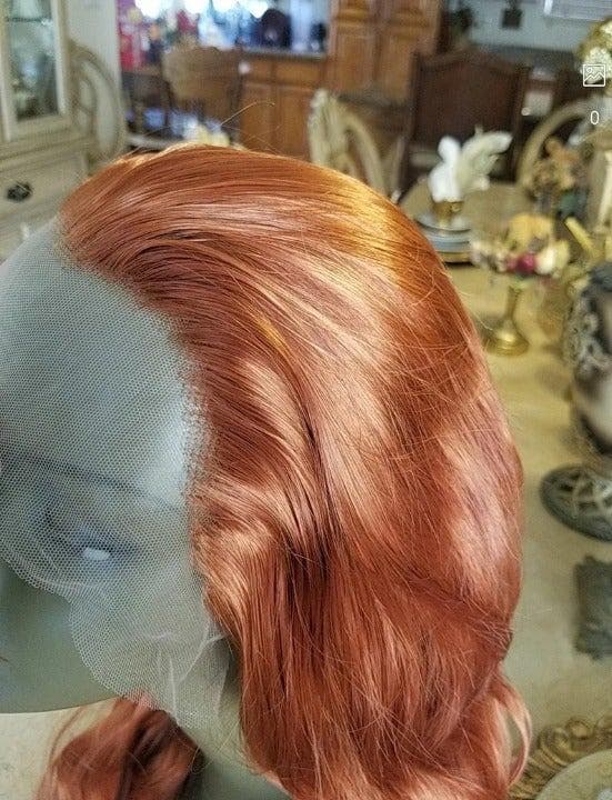 Copper Wavy Lace Front Wig - Thumbnail 3