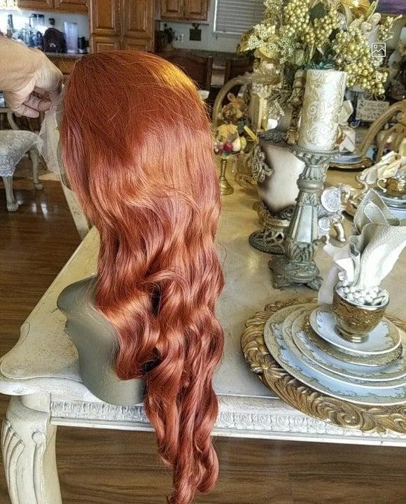 Copper Wavy Lace Front Wig - Thumbnail 5
