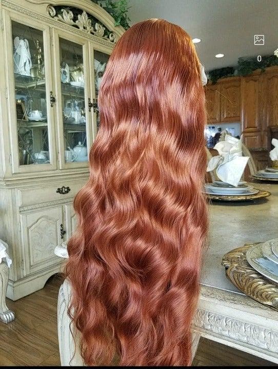 Copper Wavy Lace Front Wig - Thumbnail 2