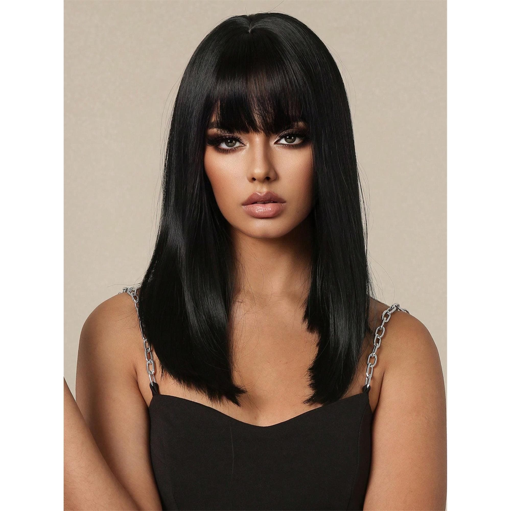 Natural Black Wig With Bangs 16 inches!!