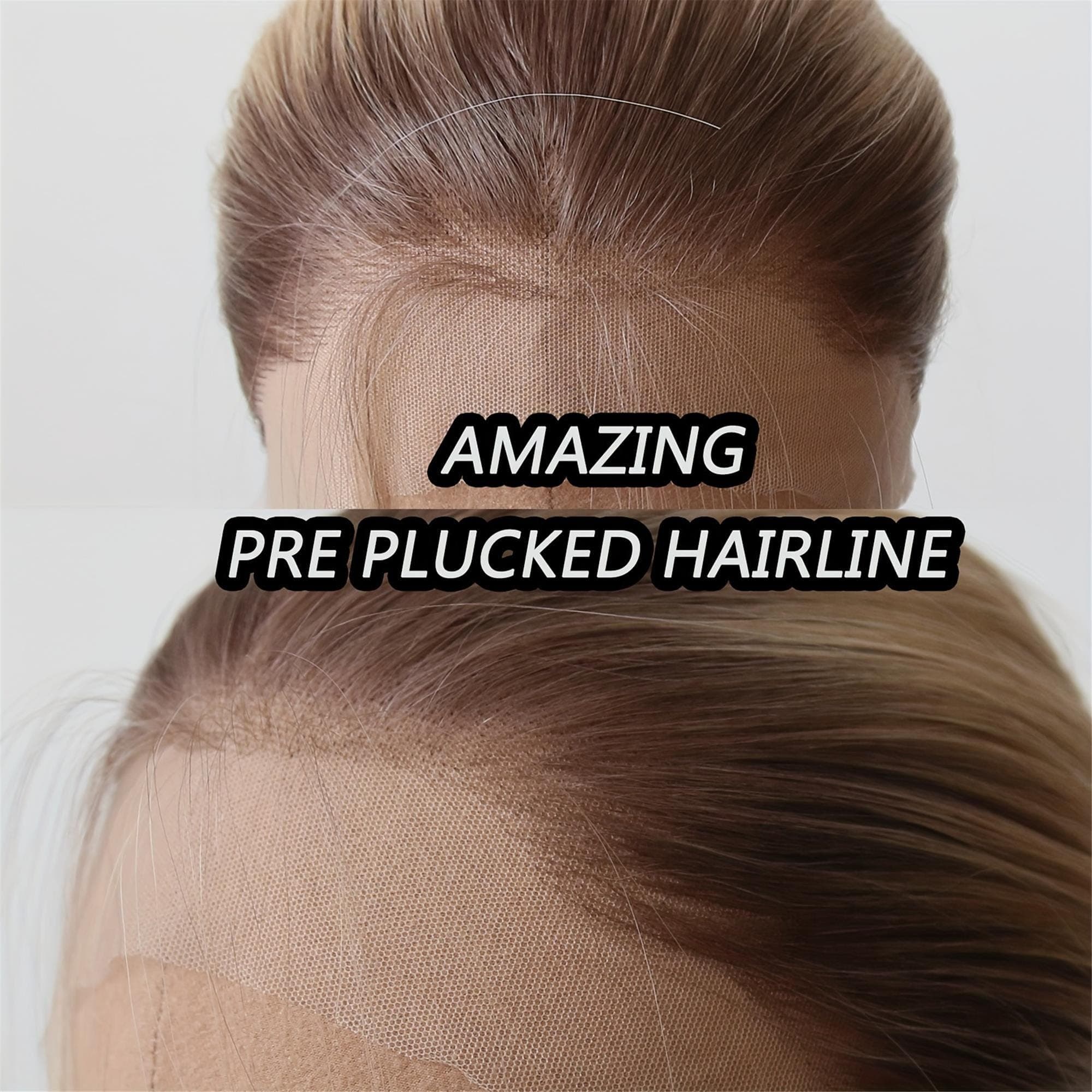 Ombre Honey Blonde Brown Synthetic Lace Front Wig 13X4 Inch Ombre Dirty Platinum Blonde Long Straight Lace Front Synthetic Wig with Pre - Thumbnail 7