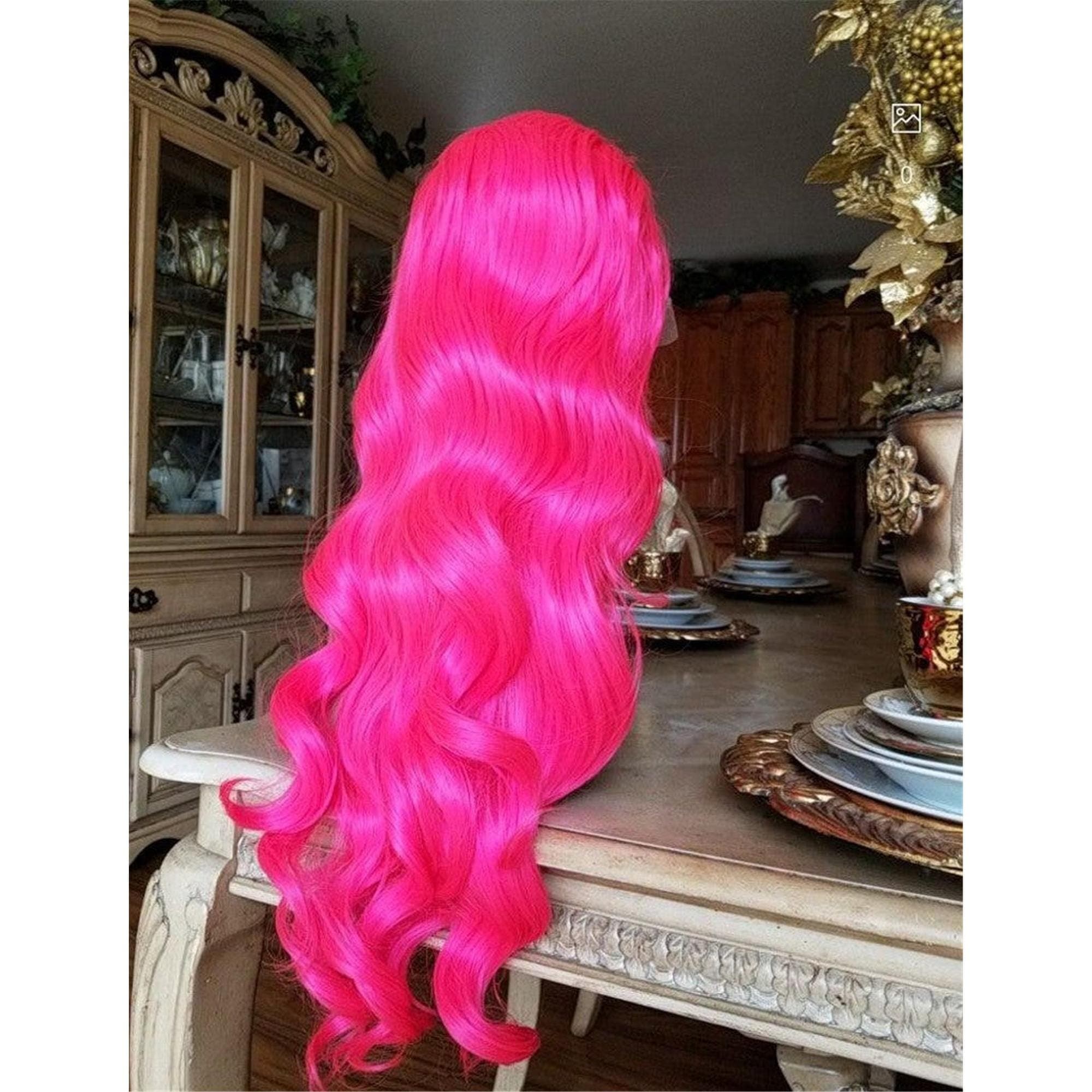 Wavy Hot Pink Beauty Wavy Lace Front Wig - Thumbnail 6