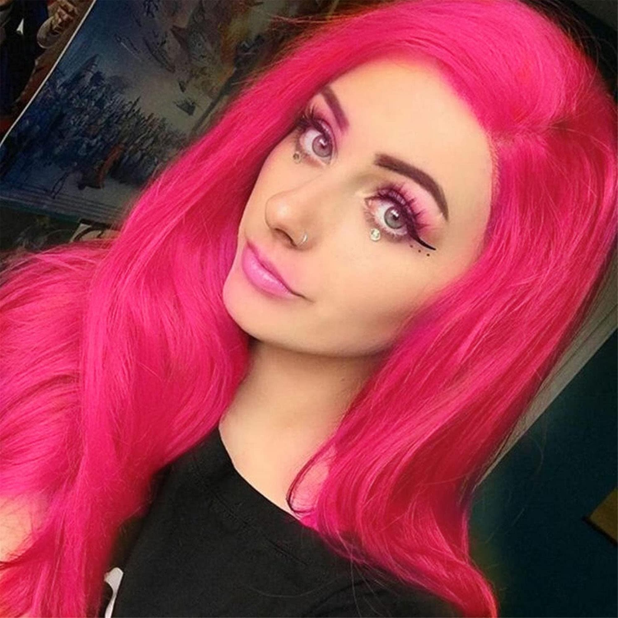 Wavy Hot Pink Beauty Wavy Lace Front Wig - Thumbnail 12