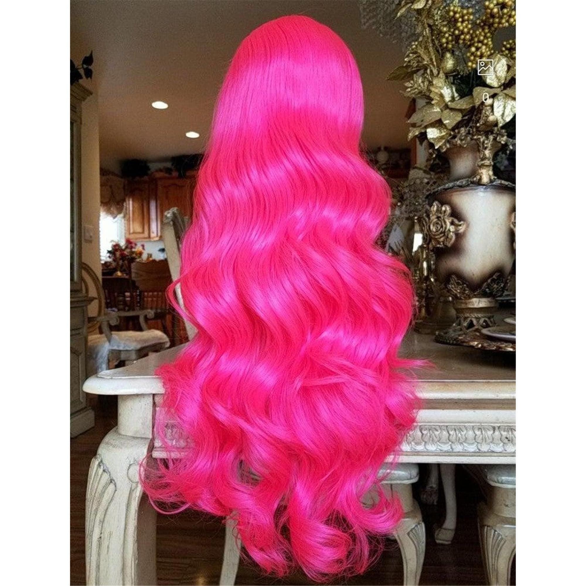 Wavy Hot Pink Beauty Wavy Lace Front Wig - Thumbnail 2