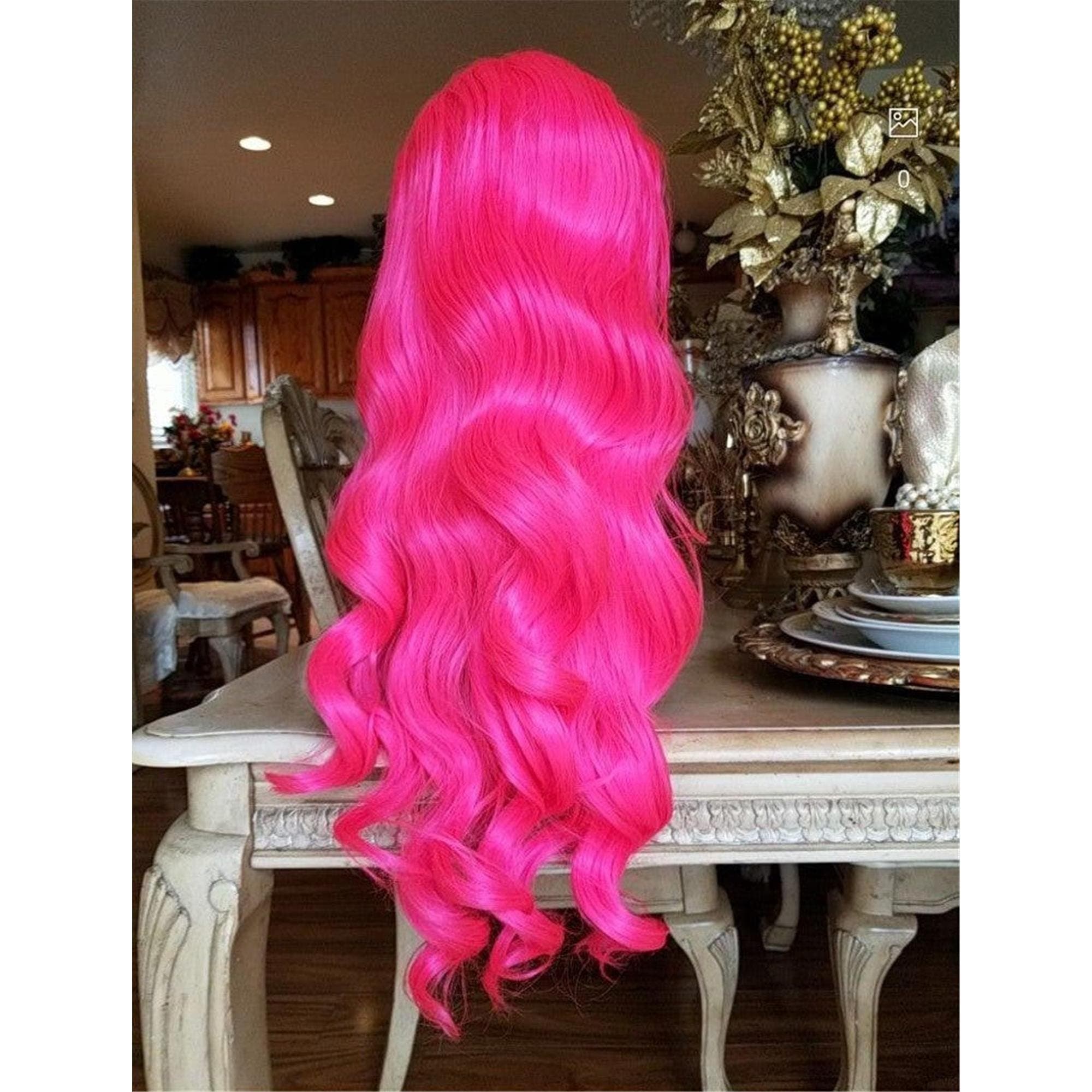 Wavy Hot Pink Beauty Wavy Lace Front Wig - Thumbnail 3