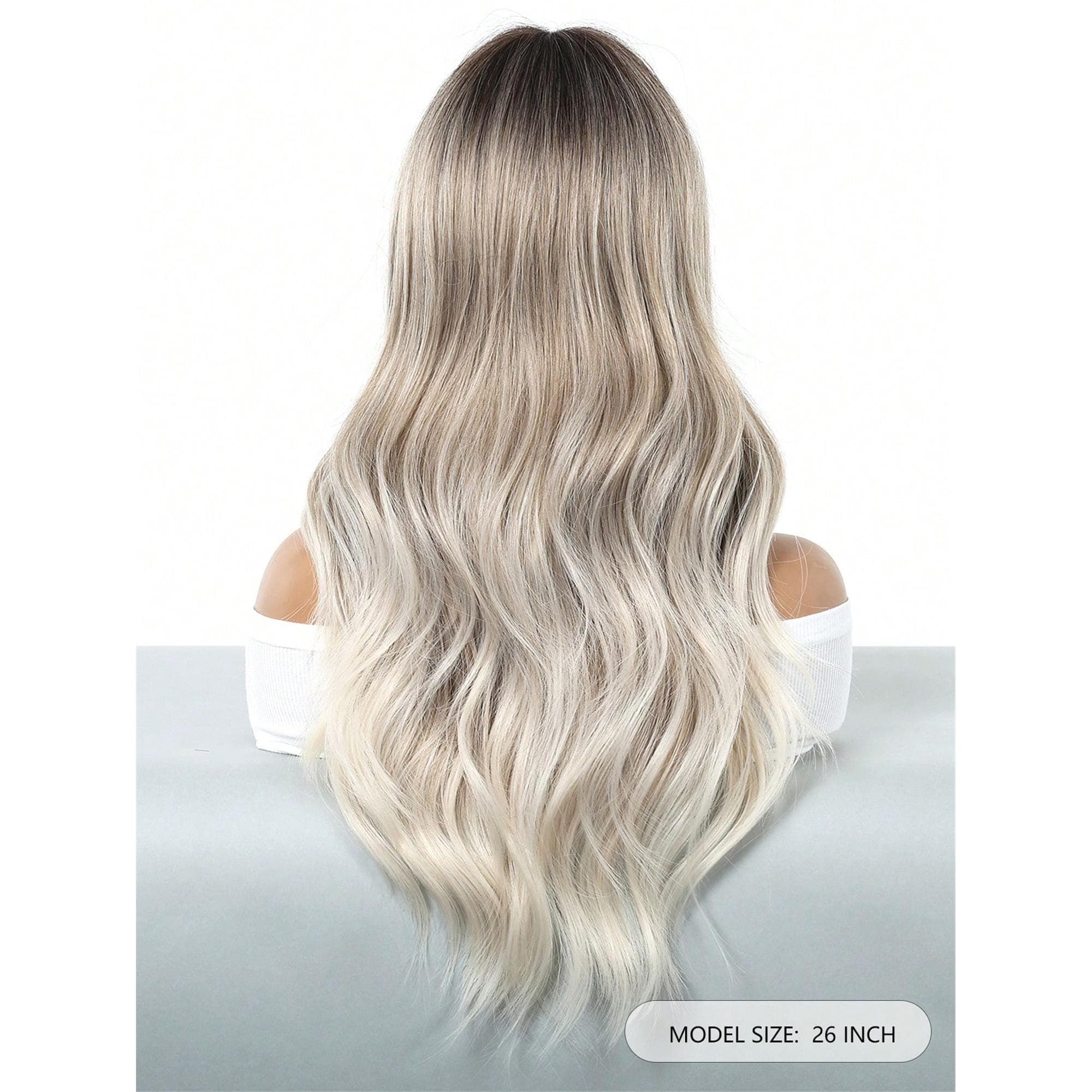 Ombre Long Curly Hair With Bangs Heat-Resistant Synthetic Wigs For Women Soft And Comfortable Wear On Daily 26 inches - Thumbnail 6